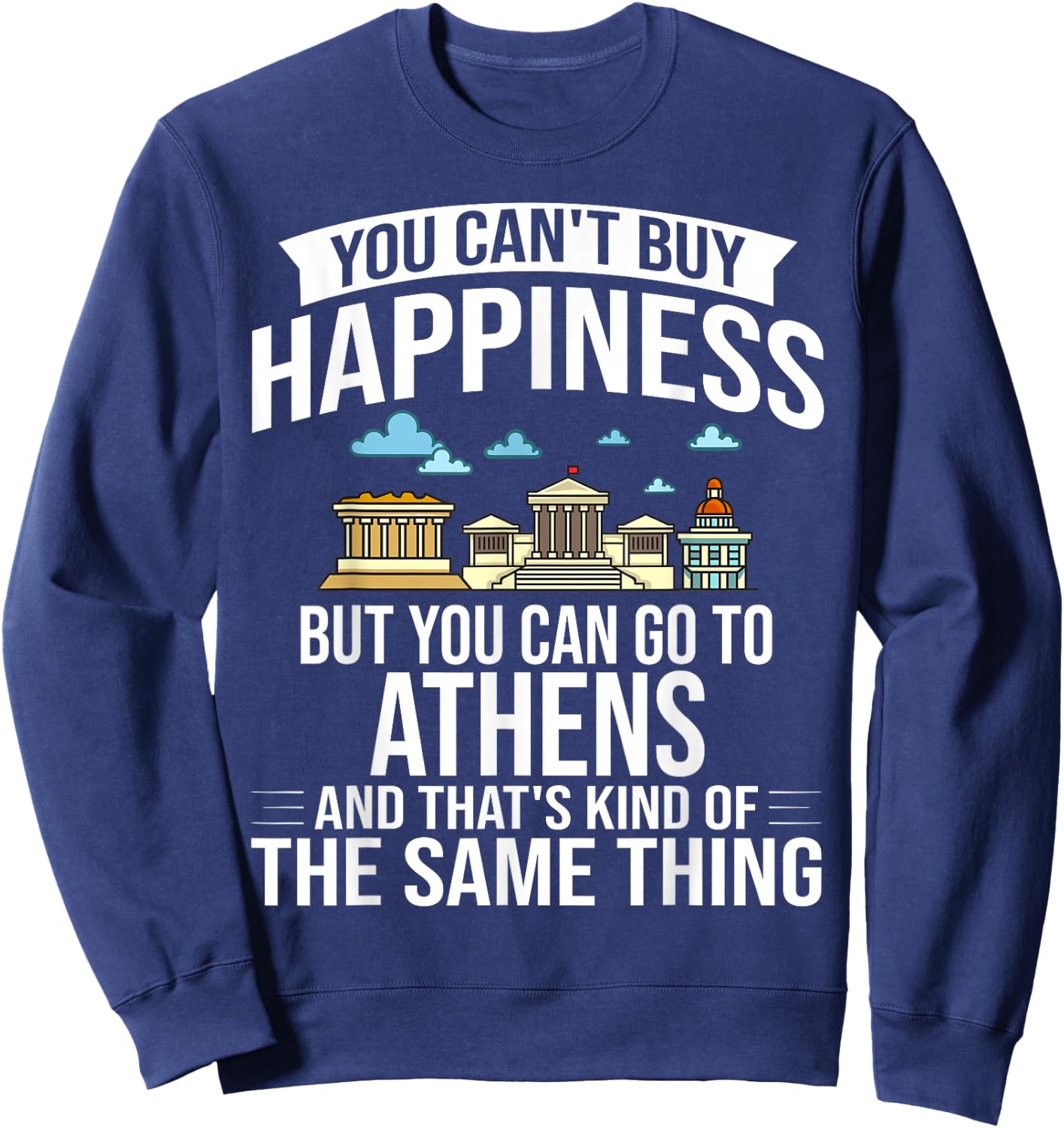 Athens Greece City Skyline Map Travel Sweatshirt - Sweatshirt | Navy