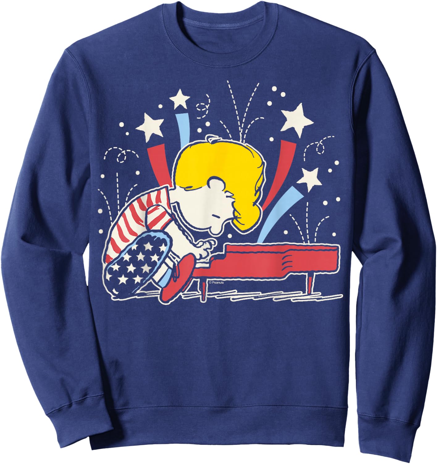 Peanuts - Schroeder Americana Piano And Stars Sweatshirt - Sweatshirt | Navy