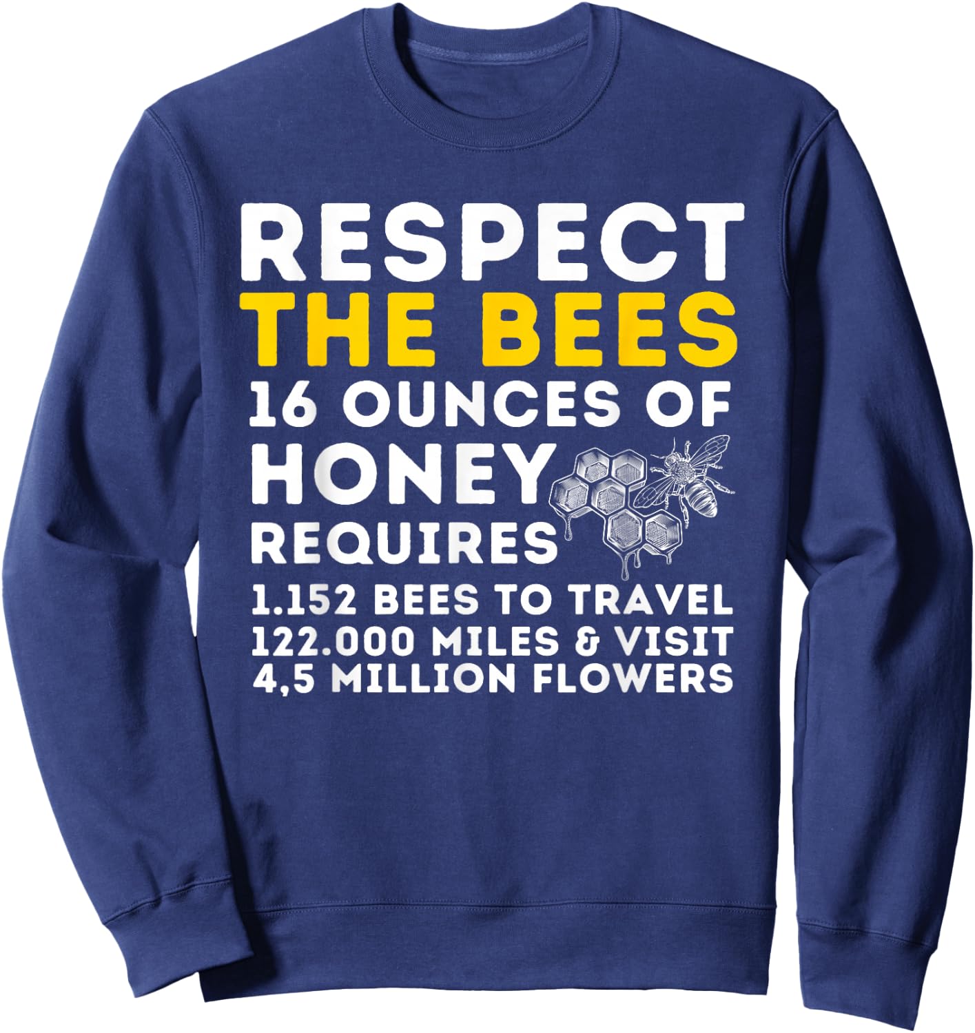 Respect The Bees - Bee Lover Beekeeping & Beekeeper Small Sweatshirt - Sweatshirt | Navy