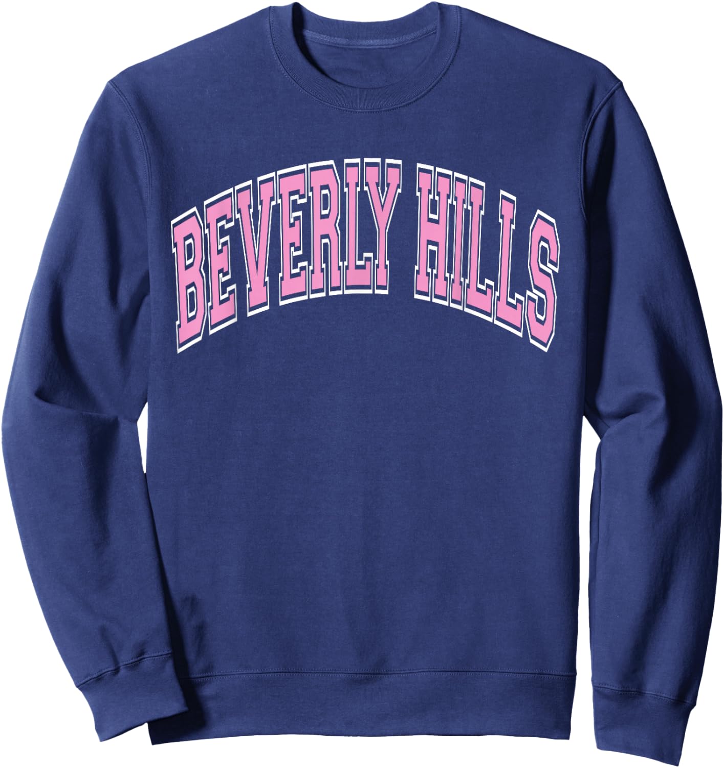 Beverly Hills Arched Pink Text Sweatshirt - Sweatshirt | Navy