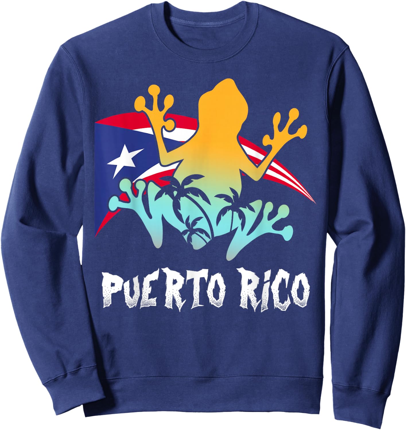 Distressed Style Puerto Rico Frog Gift design Puerto Rico! Sweatshirt - Sweatshirt | Navy