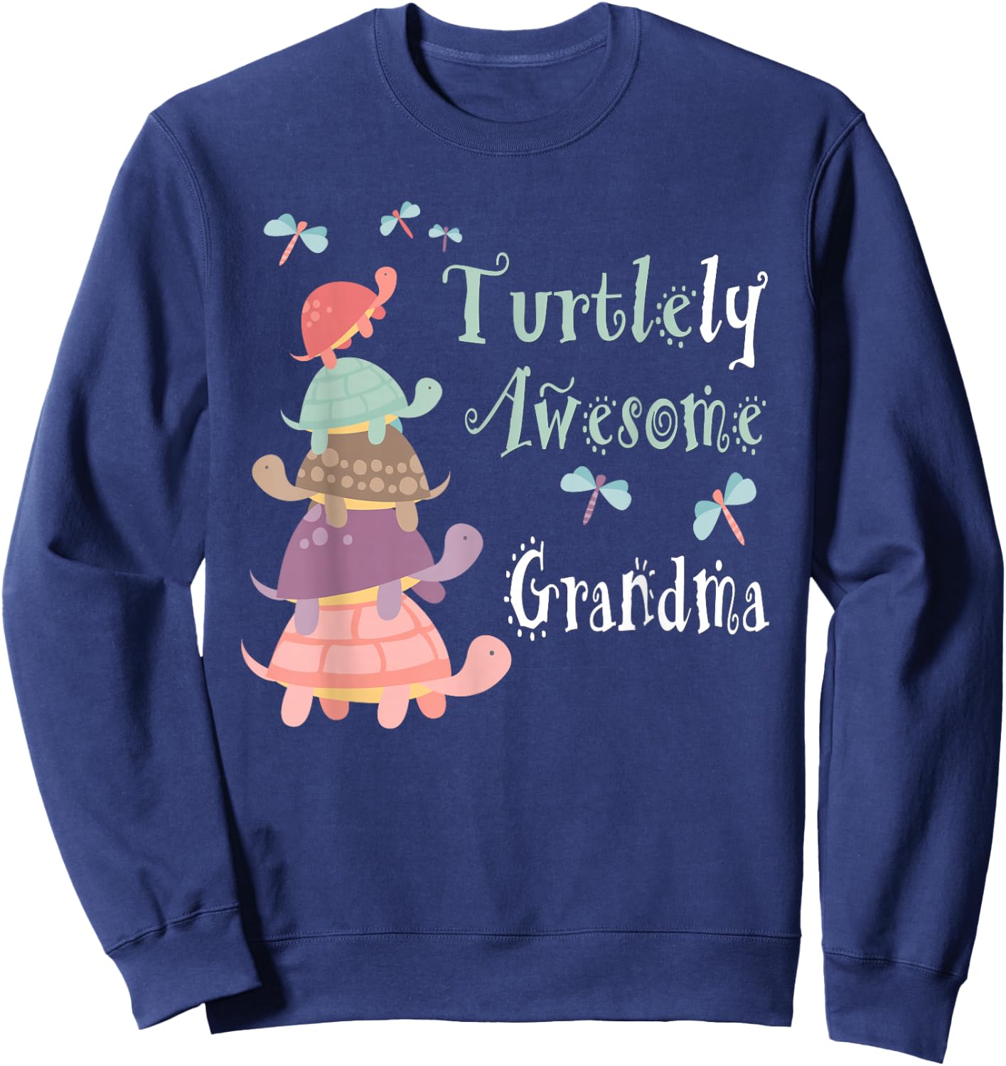 Fabulously Festive Family Gifts - Best Grandma Ever - Whimsical Grandma With Cute Turtles Sweatshirt - Sweatshirt | Navy
