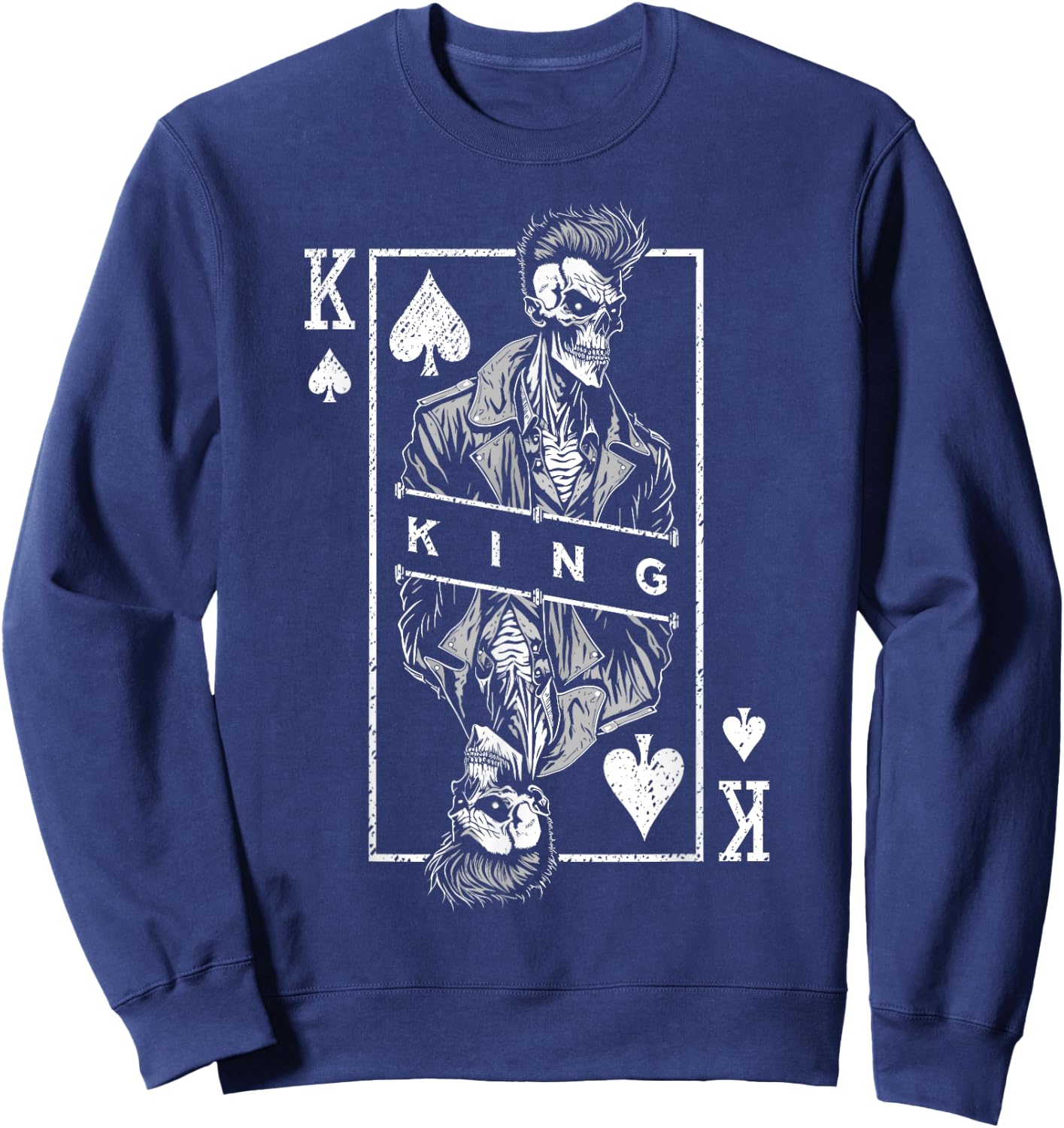 King Of Spades Poker Biker Zombie Halloween Playing Card Sweatshirt - Sweatshirt | Navy