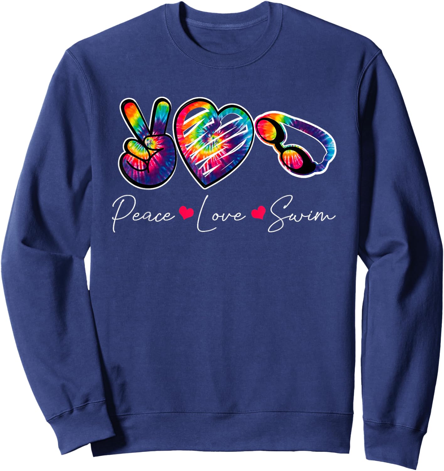Peace Love Swim | Swimming Lovers Sweatshirt - Sweatshirt | Navy