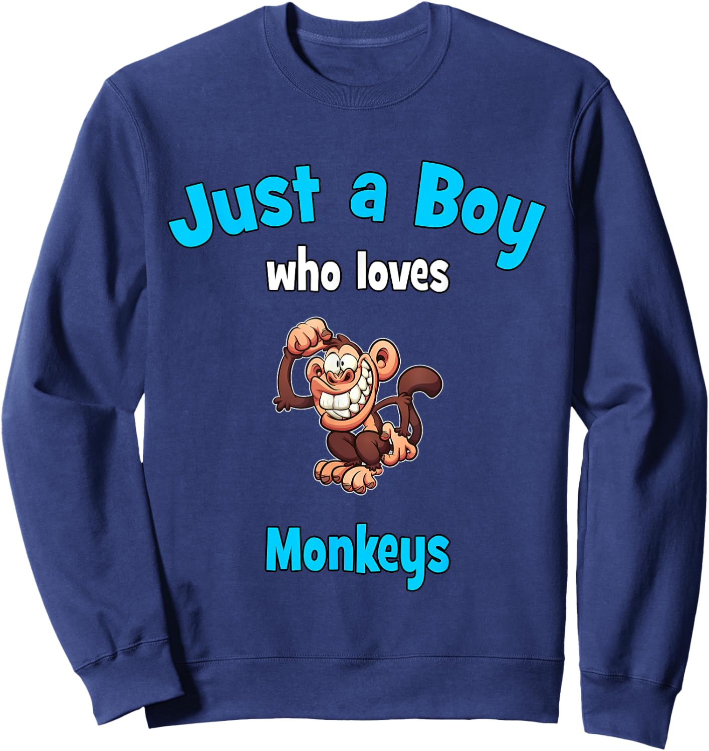 Monkey Shirt for Boys | Children's Monkey Sweatshirt - Sweatshirt | Navy