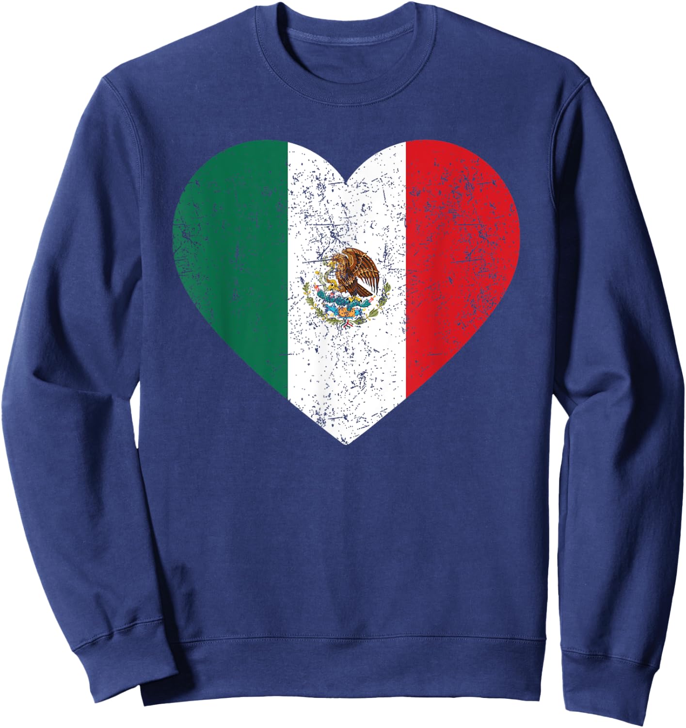 Mexico Flag Heart Mexican Independence Day Women Men Kids Sweatshirt - Sweatshirt | Navy