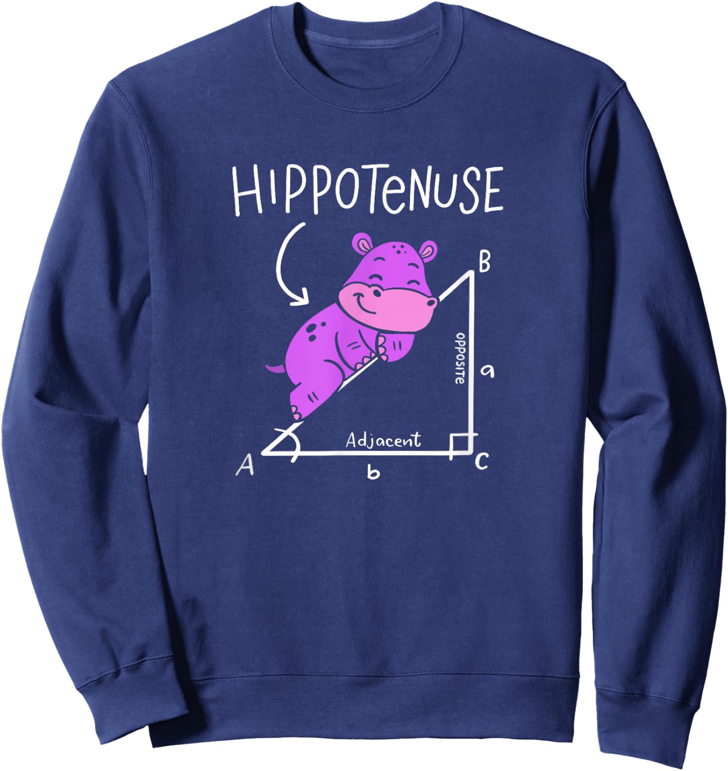 Hippopotamus Geometry Funny Math Lover Hypotenuse Costume Sweatshirt - Sweatshirt | Navy