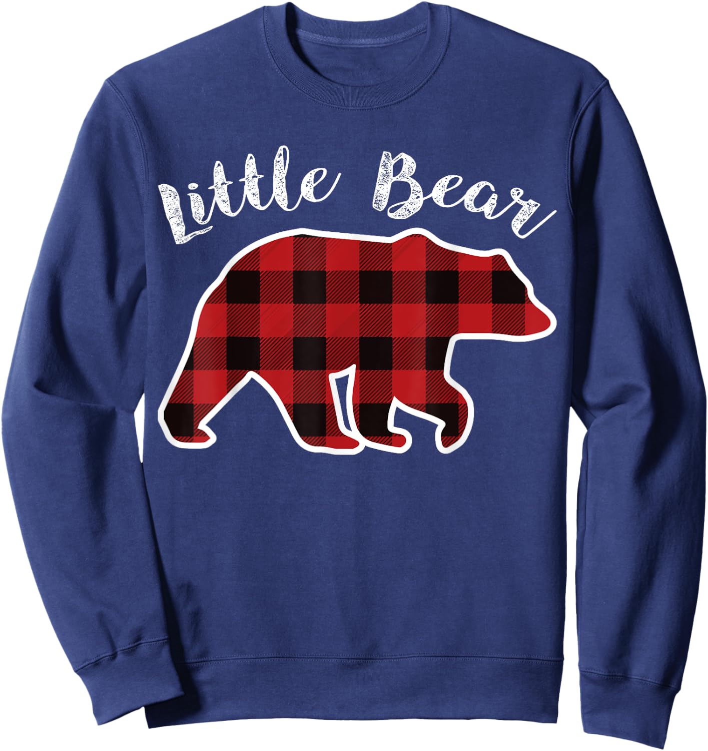 LITTLE BEAR | Kids Red Plaid Christmas Pajama Lil Gift Sweatshirt - Sweatshirt | Navy