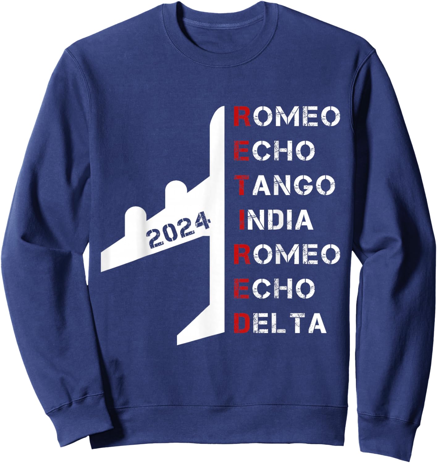 Retired Pilot 2024 Phonetic Alphabet Retirement Gift Sweatshirt - Sweatshirt | Navy