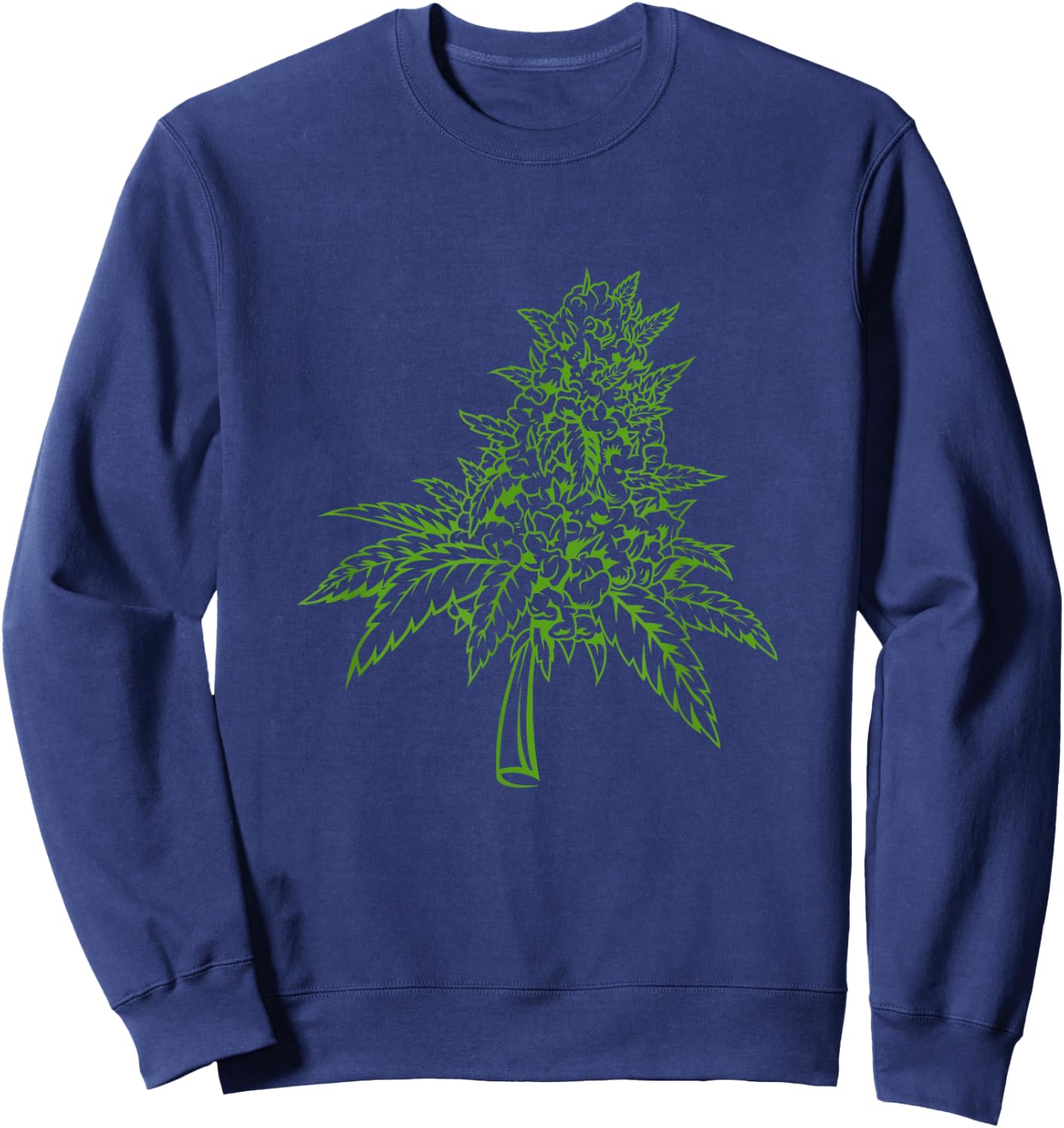 Bud Leaf Cannabis Marijuana Weed Smoker Pot Stoner Sweatshirt - Sweatshirt | Navy
