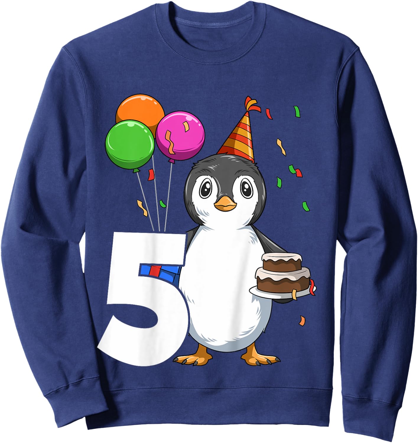 Penguin Birthday 5 Penguin 5th Birthday Outfit Penguin Party Sweatshirt - Sweatshirt | Navy