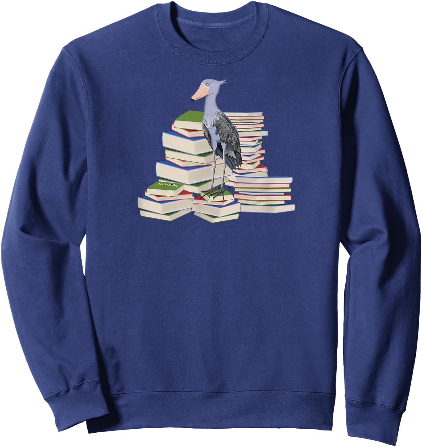 Shoebill Birds and Books Reading Bird Watching Bookworm Sweatshirt - Sweatshirt | Navy