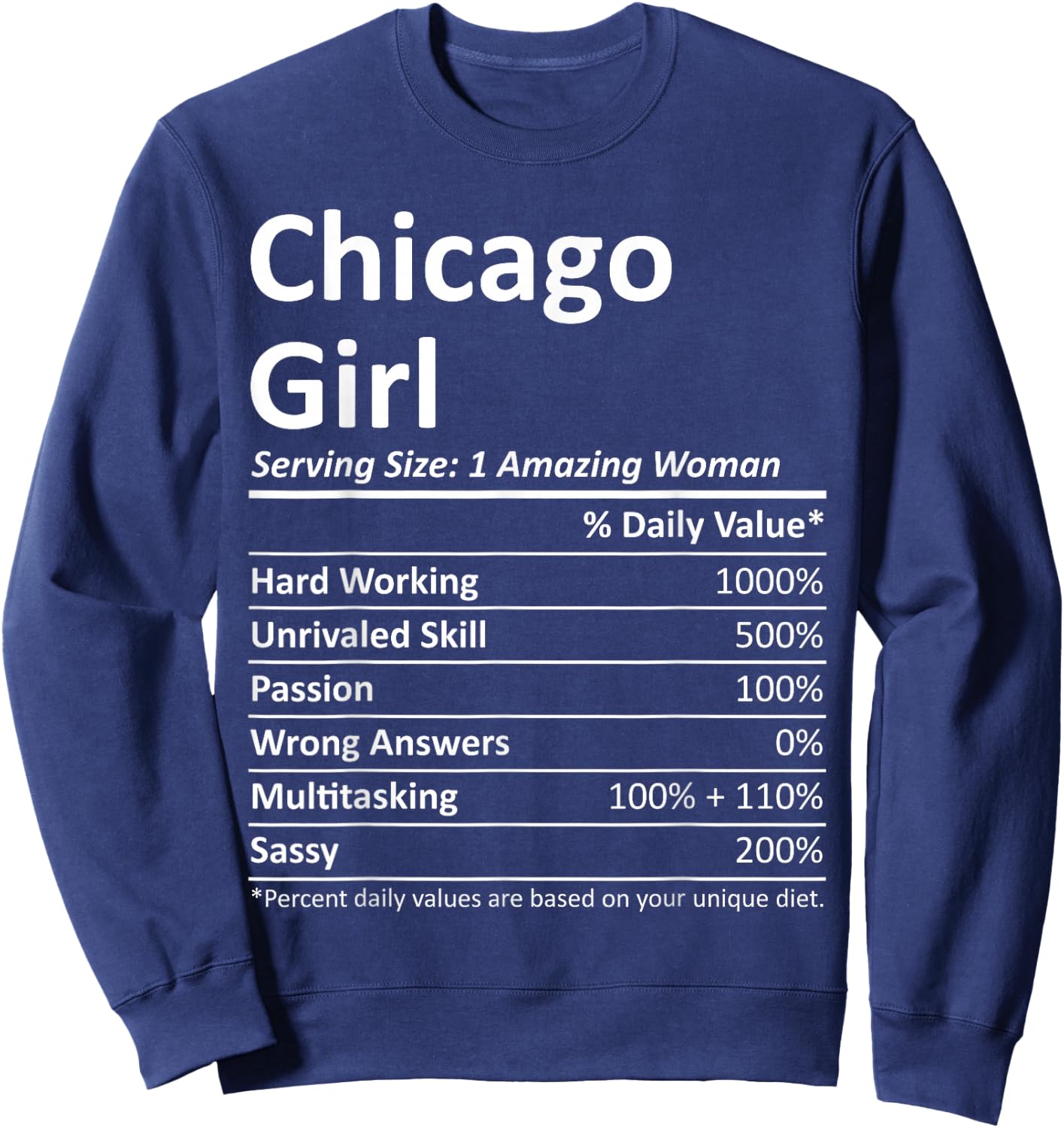 Chicago Girl IL Illinois Funny City Home Roots USA Gift Small Sweatshirt - Sweatshirt | Navy