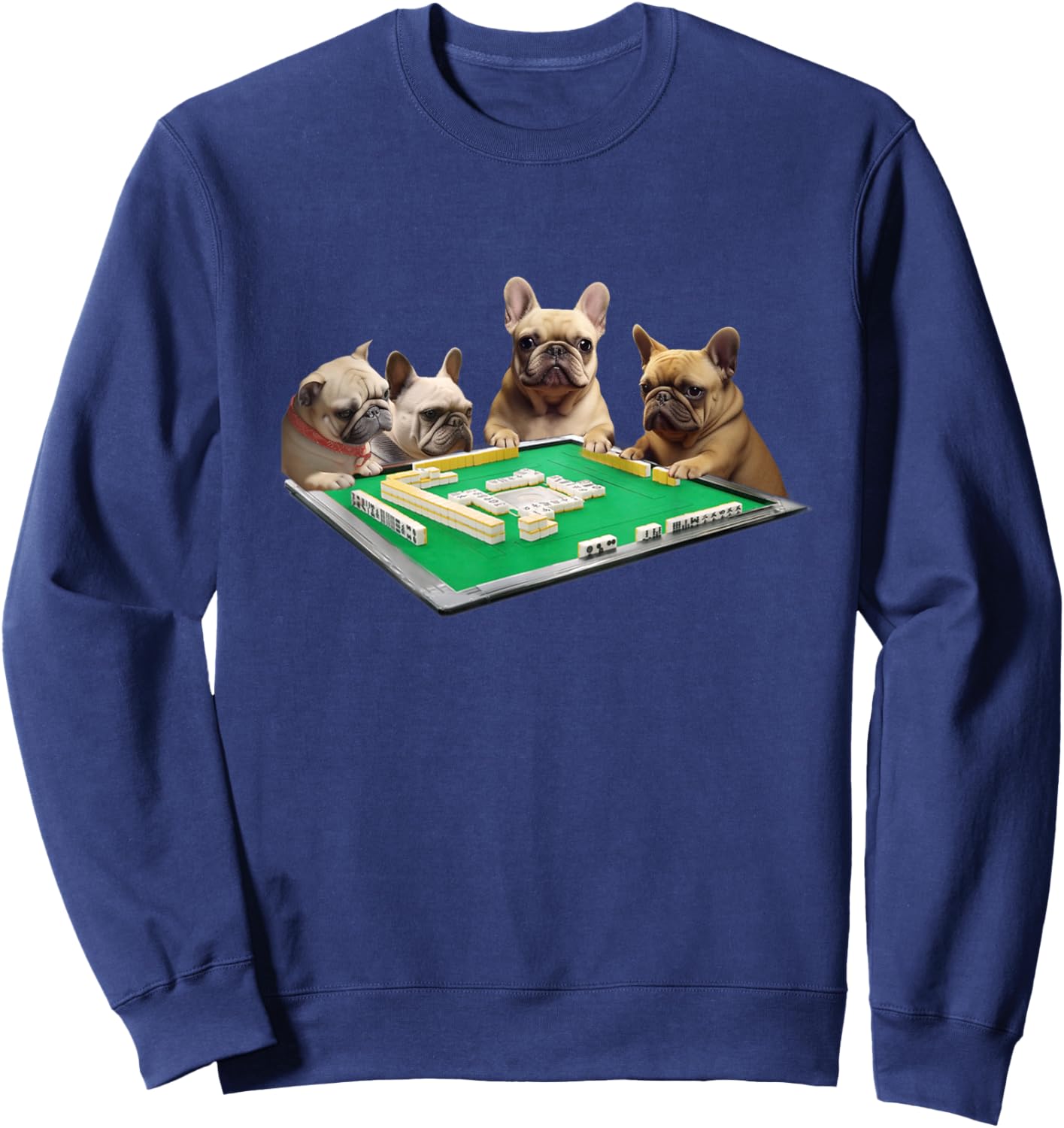 French Bulldog Dog Mahjong Funny Men's Funny Clothes Funny Goods Gift Neta Jongshan Sweatshirt - Sweatshirt | Navy