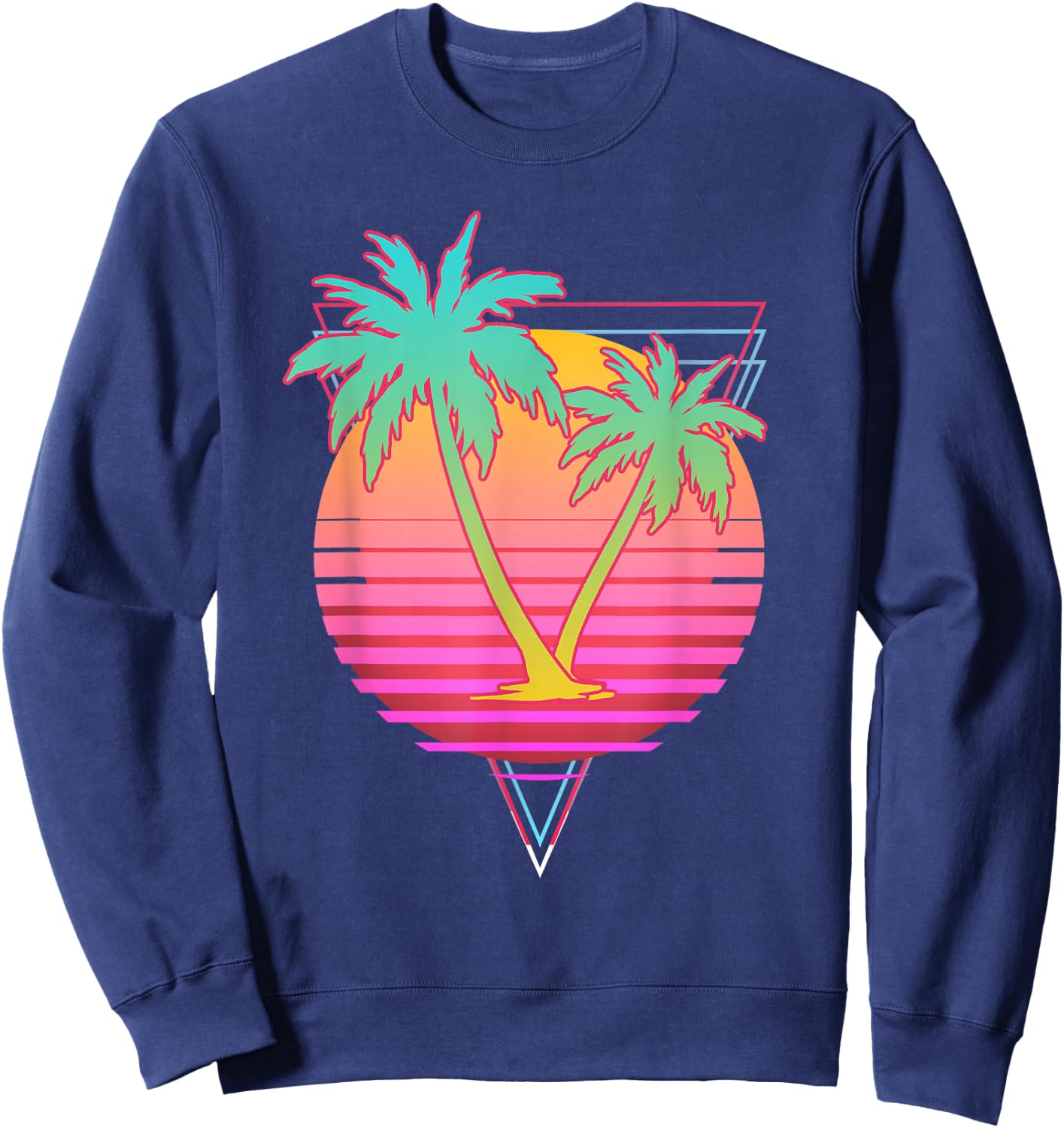 Retro Art 1980s Synthwave Sunset Vaporwave Sweatshirt - Sweatshirt | Navy