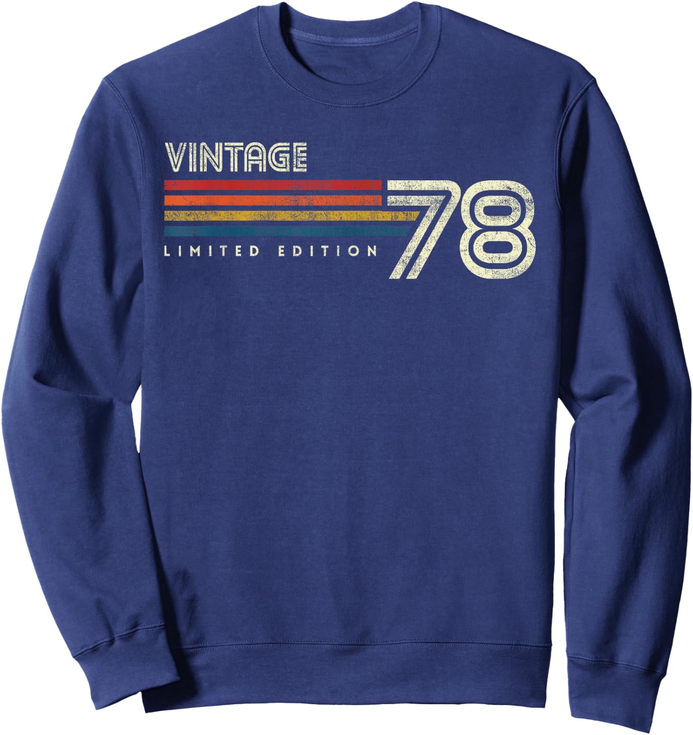 Vintage 1978 Chest Stripe Birthday Sweatshirt - Sweatshirt | Navy