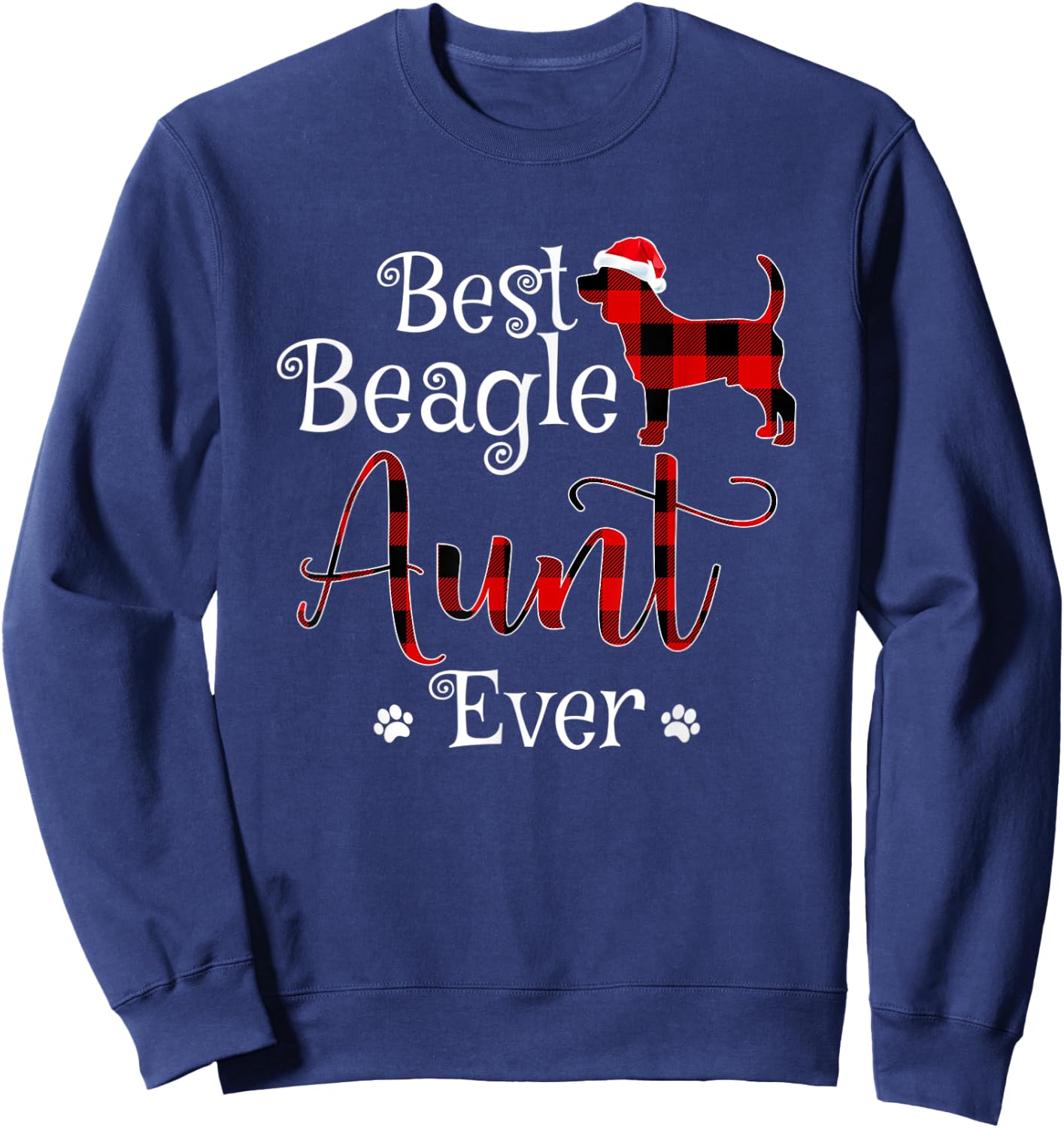 Best Beagle Aunt Ever plaid Christmas Gift Sweatshirt - Sweatshirt | Navy