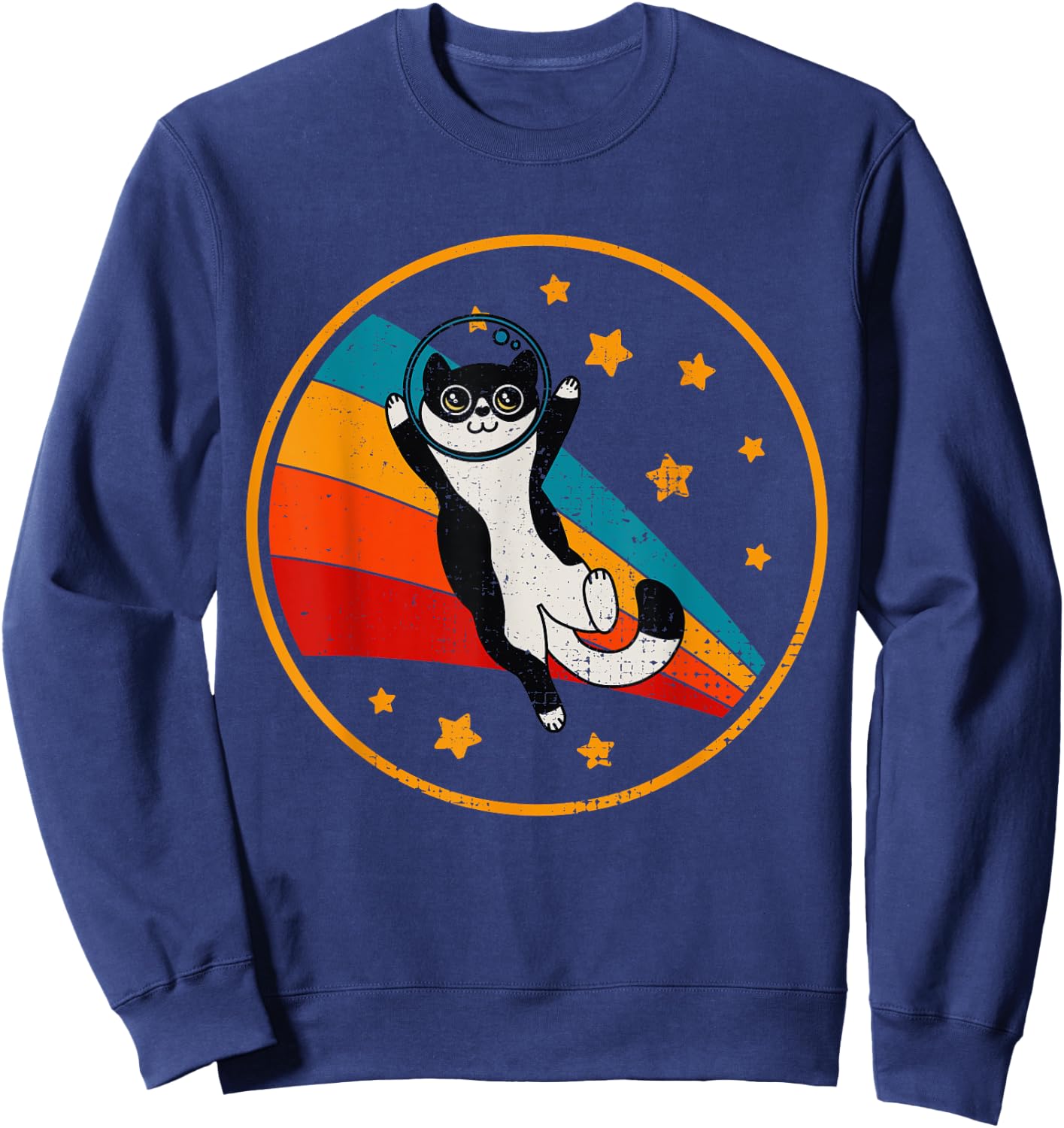 Cute Tuxedo Cat Two Tone Black & White Women Girls Kids Sweatshirt - Sweatshirt | Navy
