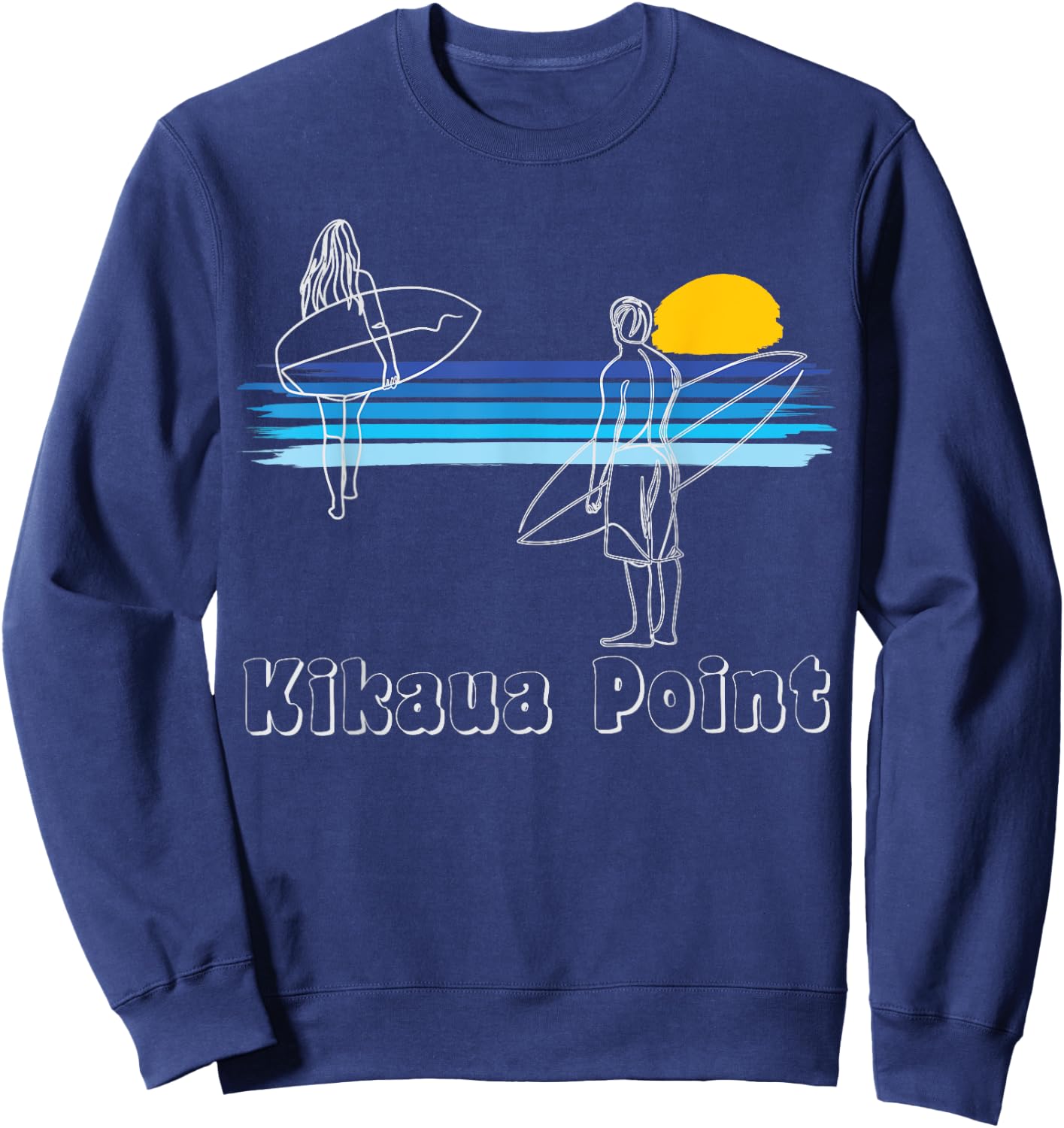 Kikaua Point Surfing Beach Surf Guy Girl Sweatshirt - Sweatshirt | Navy