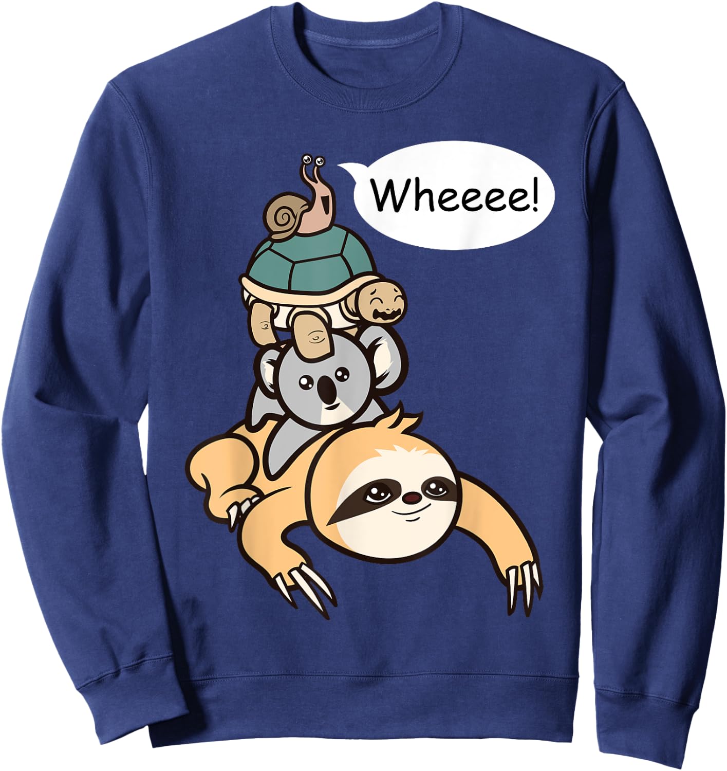 Funny Slow Moving Sloth Turtle Koala Snail Family Race Sweatshirt - Sweatshirt | Navy