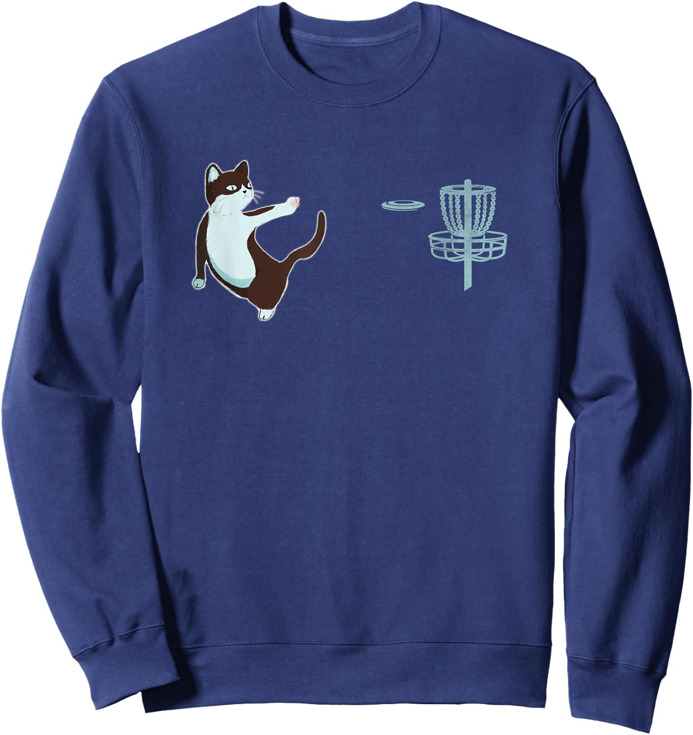 Disc Golf Cat Women Kids Sweatshirt - Sweatshirt | Navy
