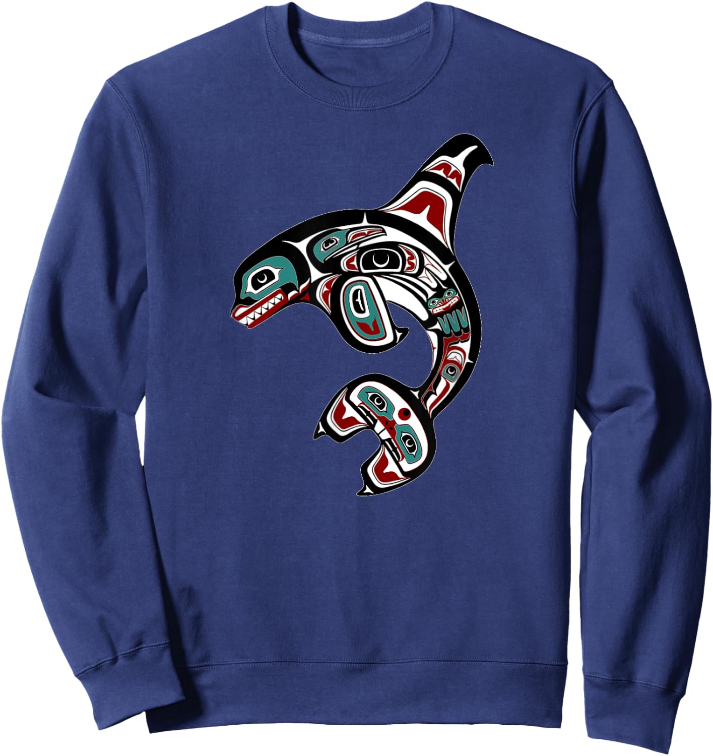 Orca Killer Whale Pacific Northwest Alaska Native American Sweatshirt - Sweatshirt | Navy