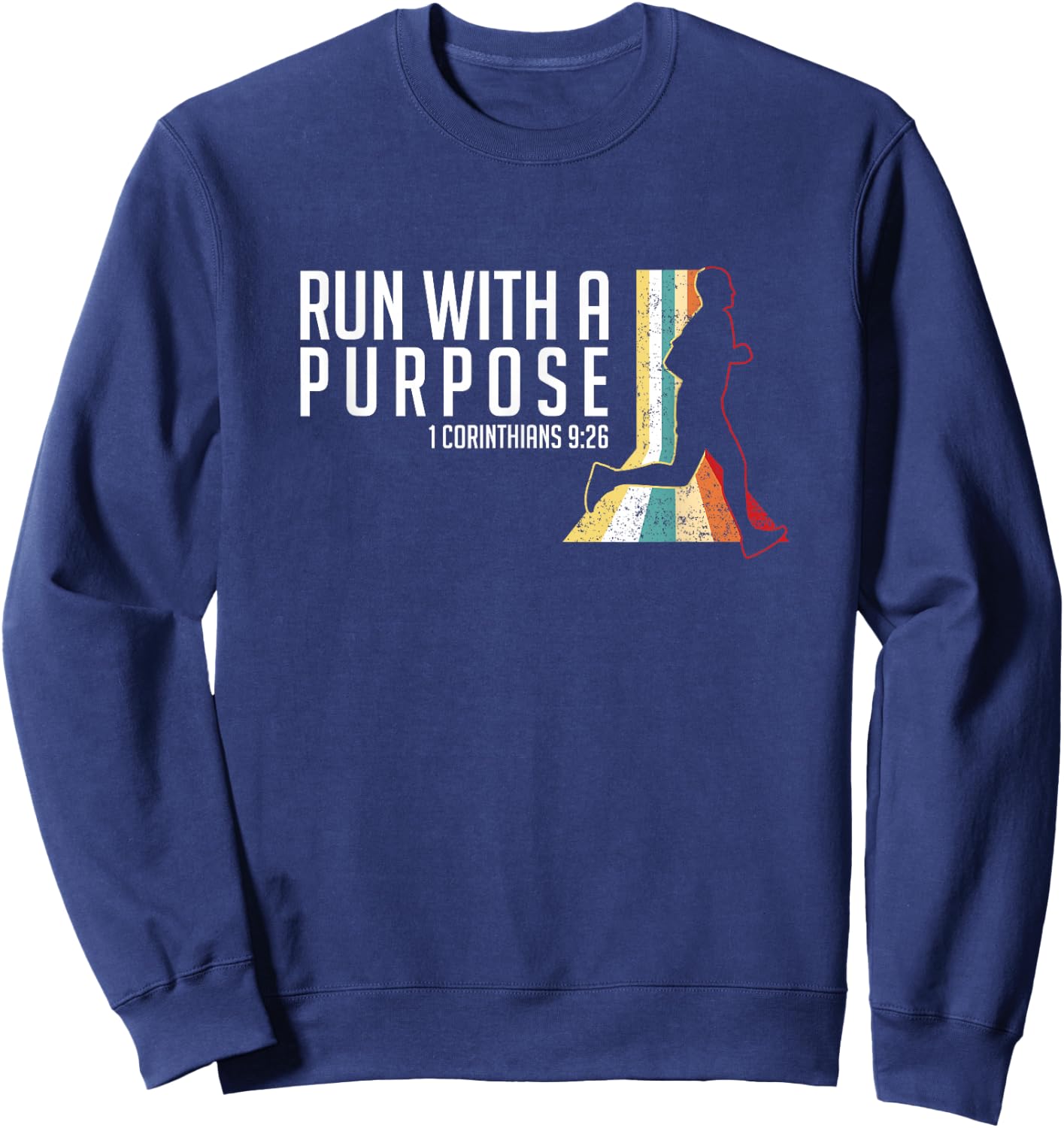 Bible Verse 1 Corinthians 9 26 Running Fitness Sweatshirt - Sweatshirt | Navy