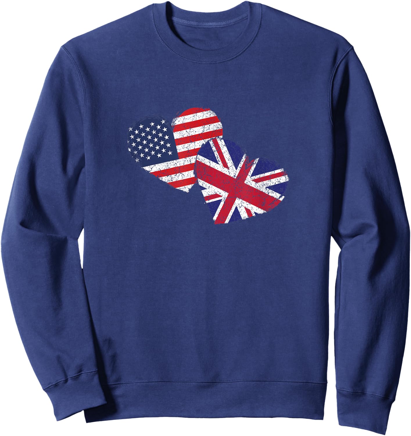USA United Kingdom Heart Country Flag American British Sweatshirt - Sweatshirt | Navy