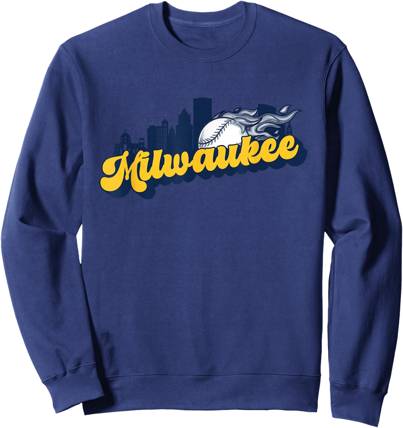 Milwaukee Baseball Vintage City Skyline Retro Baseball Lover Sweatshirt - Sweatshirt | Navy