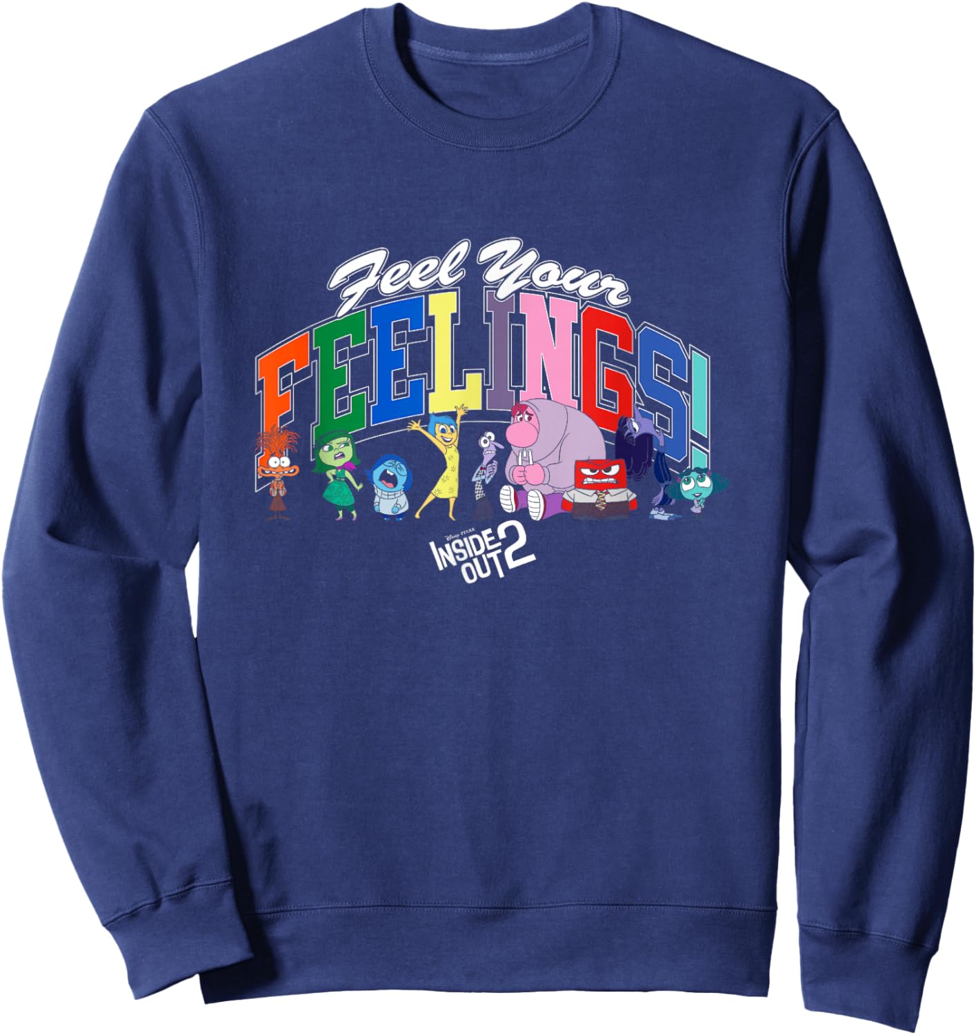 Disney Pixar Inside Out 2 Feel Your Feelings! Emotions Logo Sweatshirt - Sweatshirt | Navy
