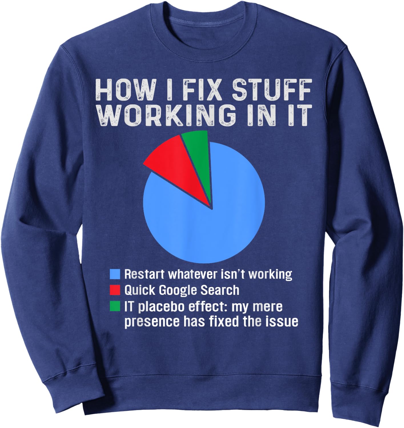 How I fix stuff working in IT, Tech Geek Nerd Funny Computer Sweatshirt - Sweatshirt | Navy