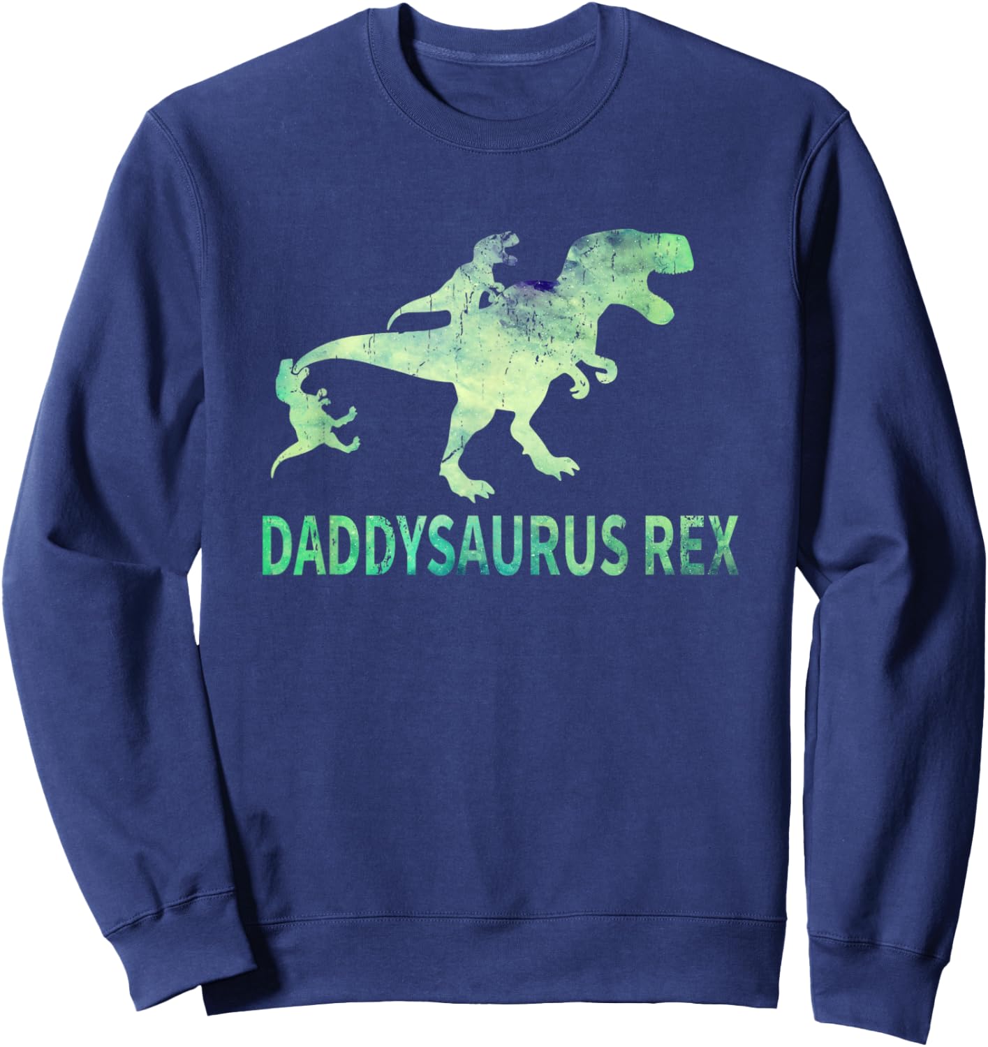 Daddysaurus T Rex Dinosaur Daddy Saurus Dad 2 Two Kids Dino Sweatshirt - Sweatshirt | Navy