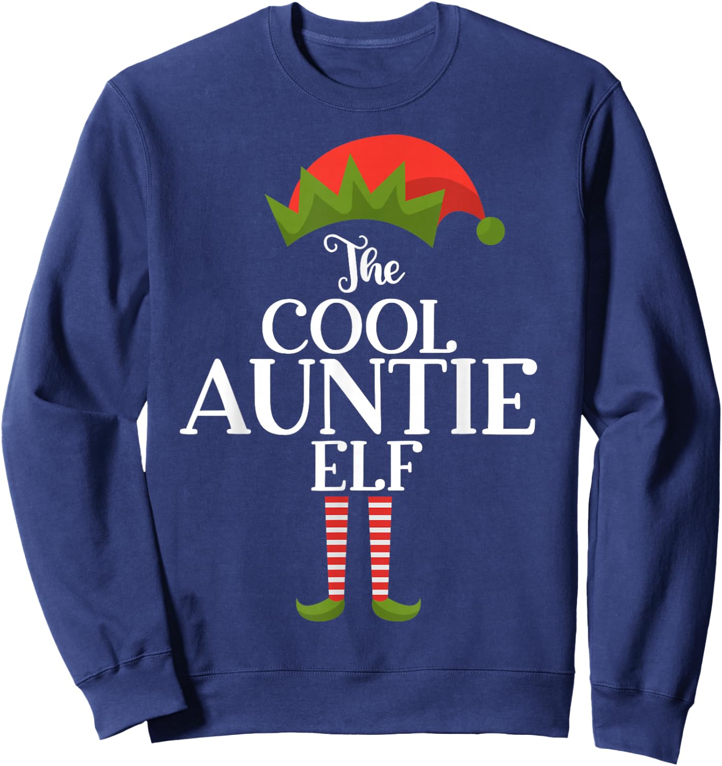 The Cool Auntie Elf Xmas Funny Family Matching Christmas Sweatshirt - Sweatshirt | Navy