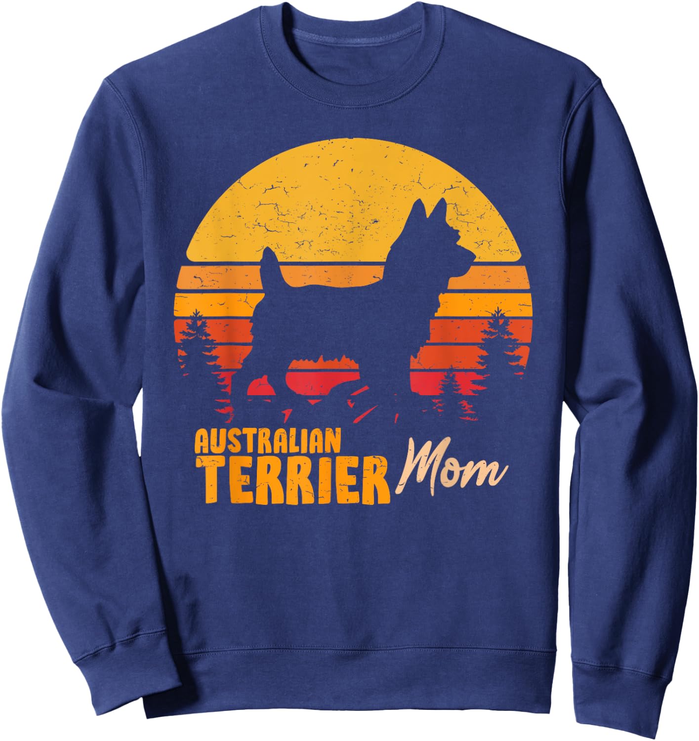 Australian Terrier Mom Mama Vintage Retro Dog Women Gift Sweatshirt - Sweatshirt | Navy