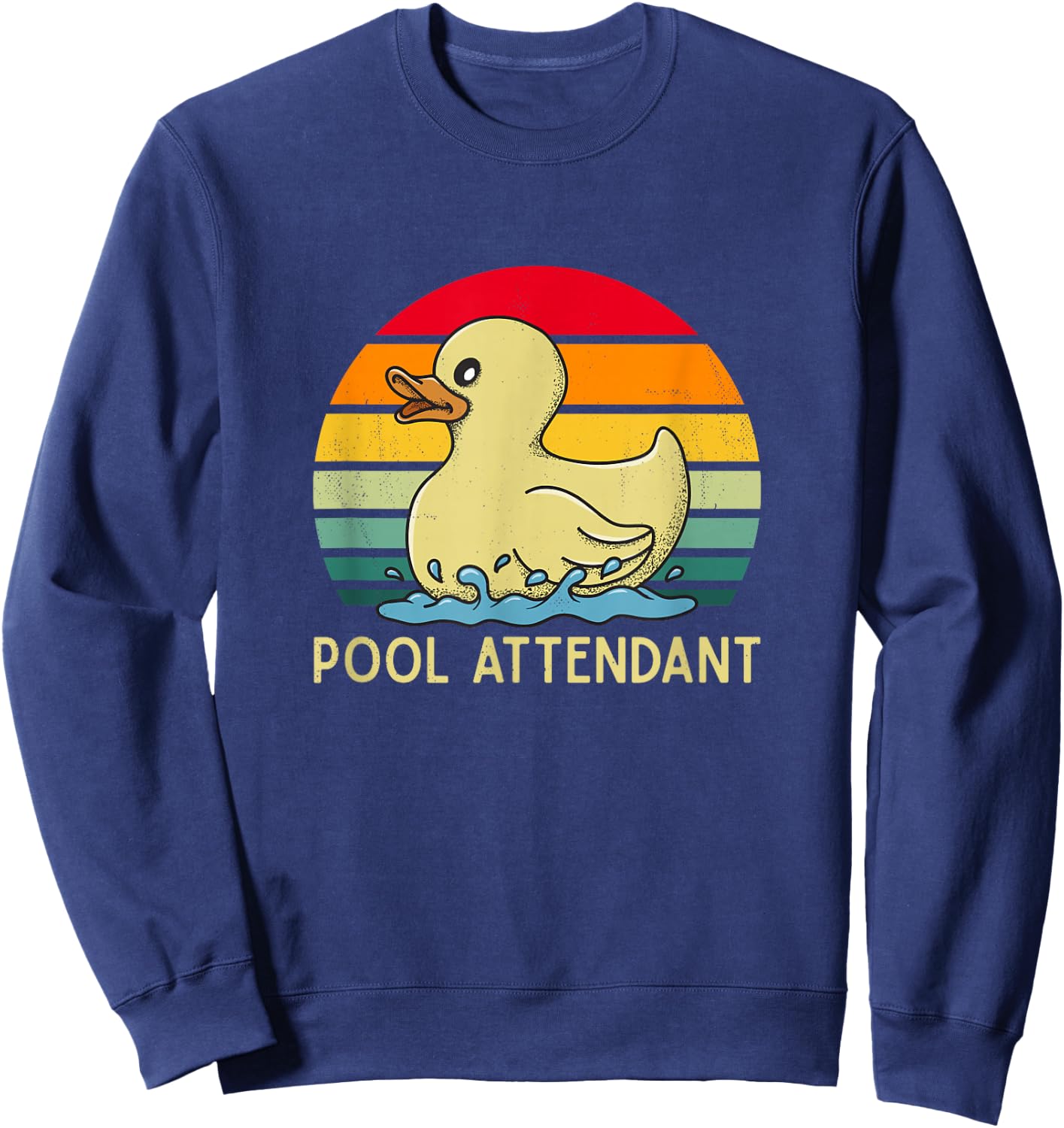Pool Attendant - Retro Lifeguard swimming rubber duck cute Sweatshirt - Sweatshirt | Navy