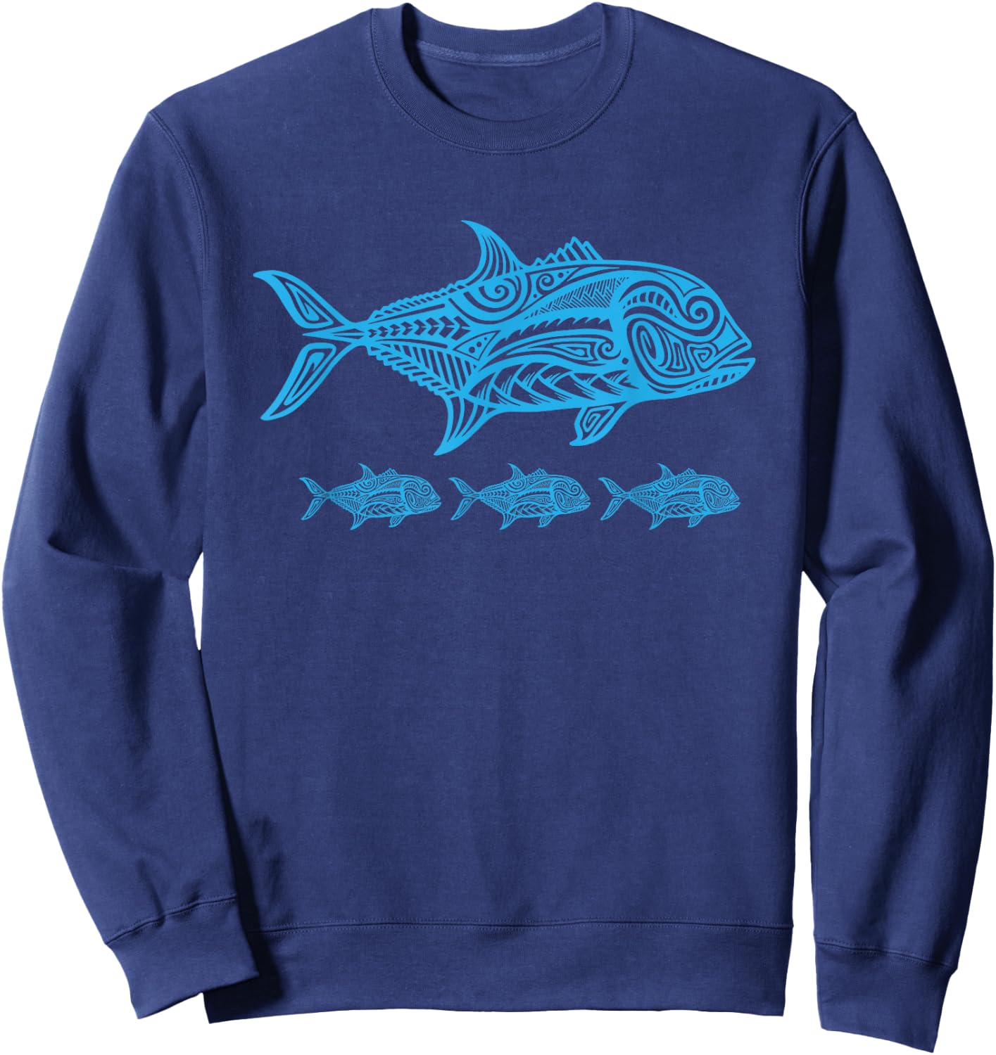 Ulua Fishing Native Hawaiian - Hawaiian Tribal Sweatshirt - Sweatshirt | Navy