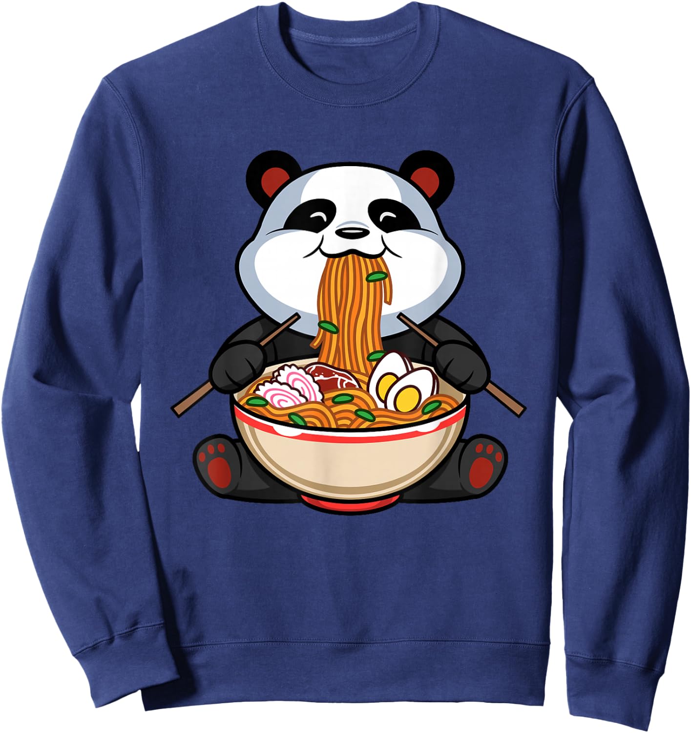 Funny Cute Kawaii Panda Ramen Noodles Japanese Anime Gift Sweatshirt - Sweatshirt | Navy