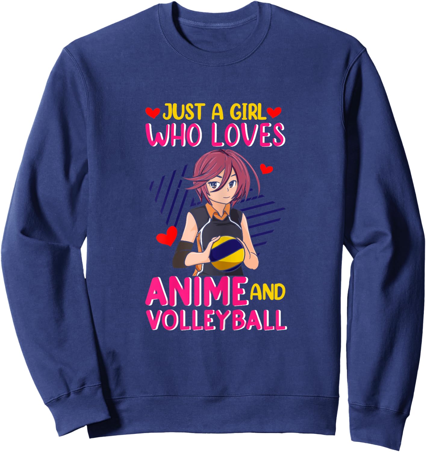 Just A Girl Who Loves Anime and Volleyball - Kawaii Sweatshirt - Sweatshirt | Navy