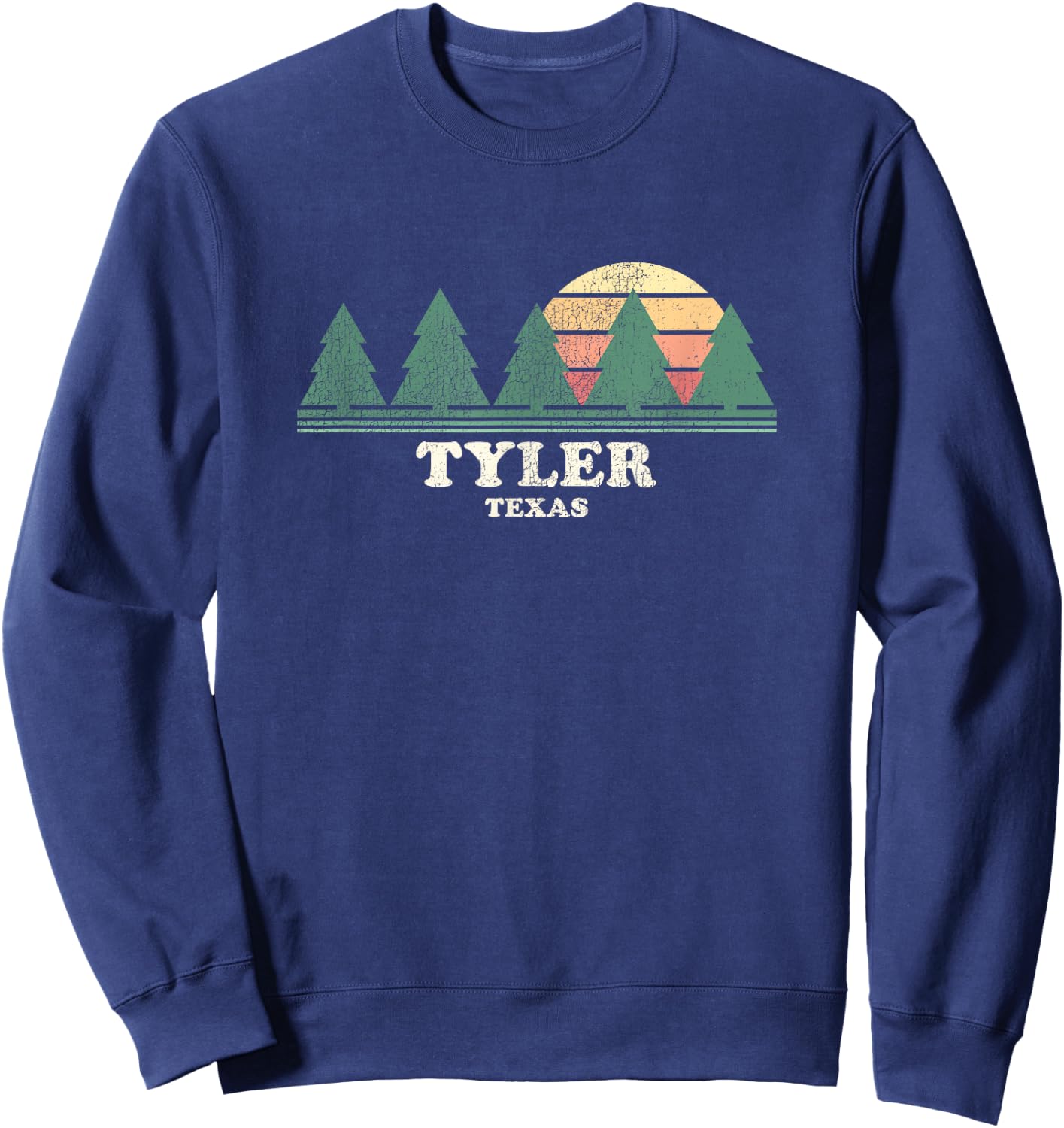 Tyler TX Vintage Throwback Retro 70s Design Sweatshirt - Sweatshirt | Navy