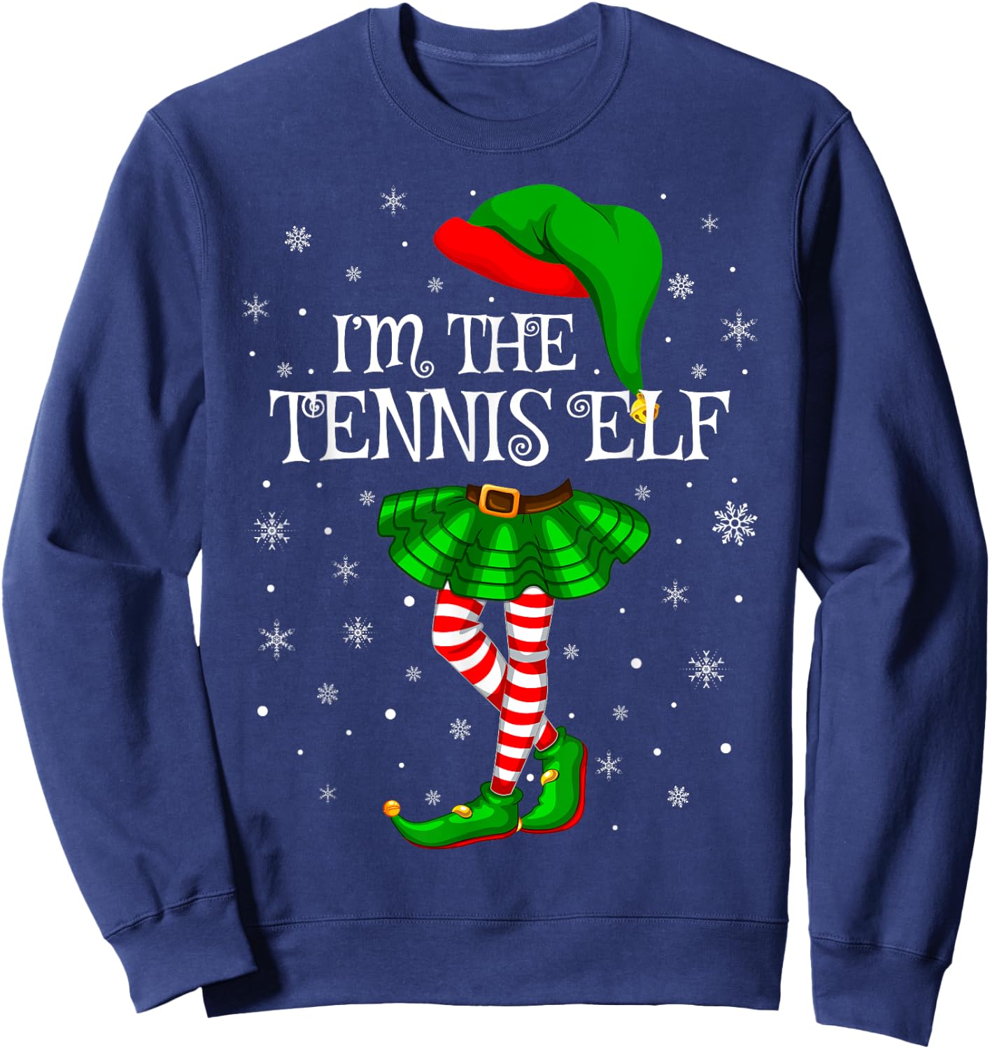 Tennis Elf Christmas Matching Family Women Girls Elf Sweatshirt - Sweatshirt | Navy
