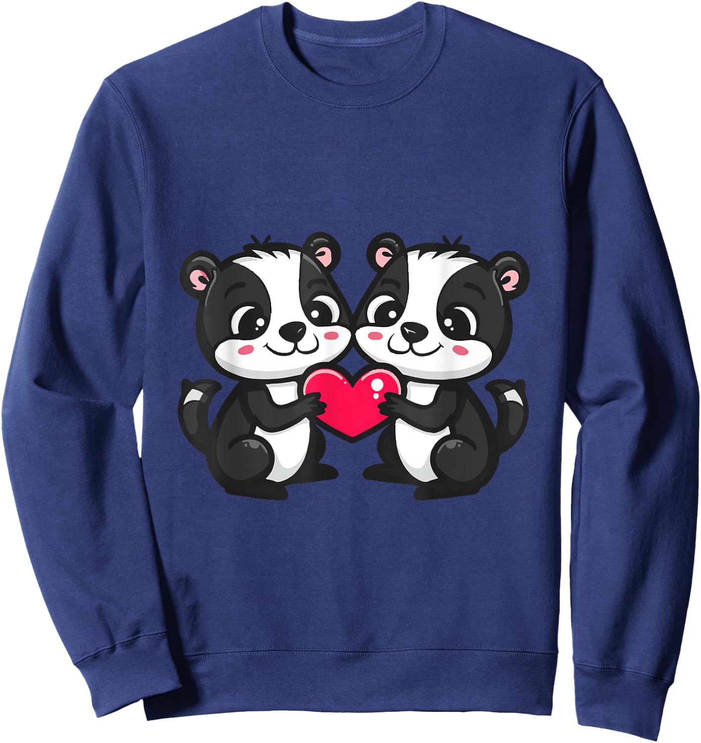 Cute Skunk in Love Couple Heart | Valentines Day Sweatshirt - Sweatshirt | Navy