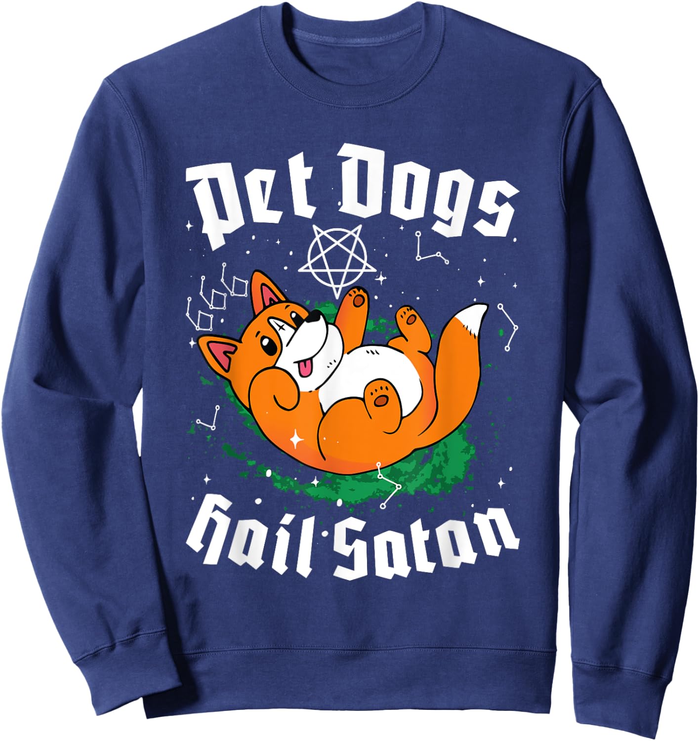 Pet Dogs Hail Satan Kawaii Satanic Dog Astrology Witchcraft Men Women Sweatshirt - Sweatshirt | Navy