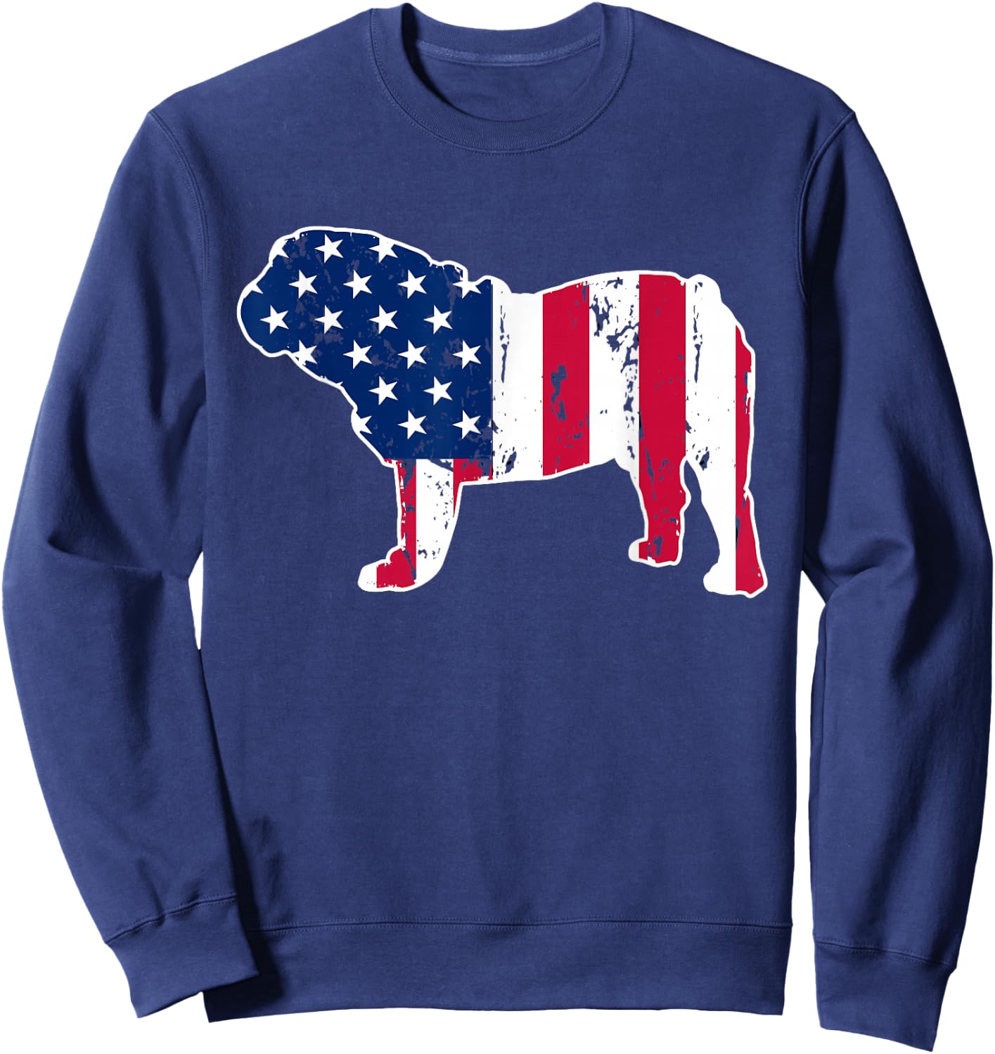 English Bulldog Dog Lovers American Flag 4th of July Sweatshirt - Sweatshirt | Navy