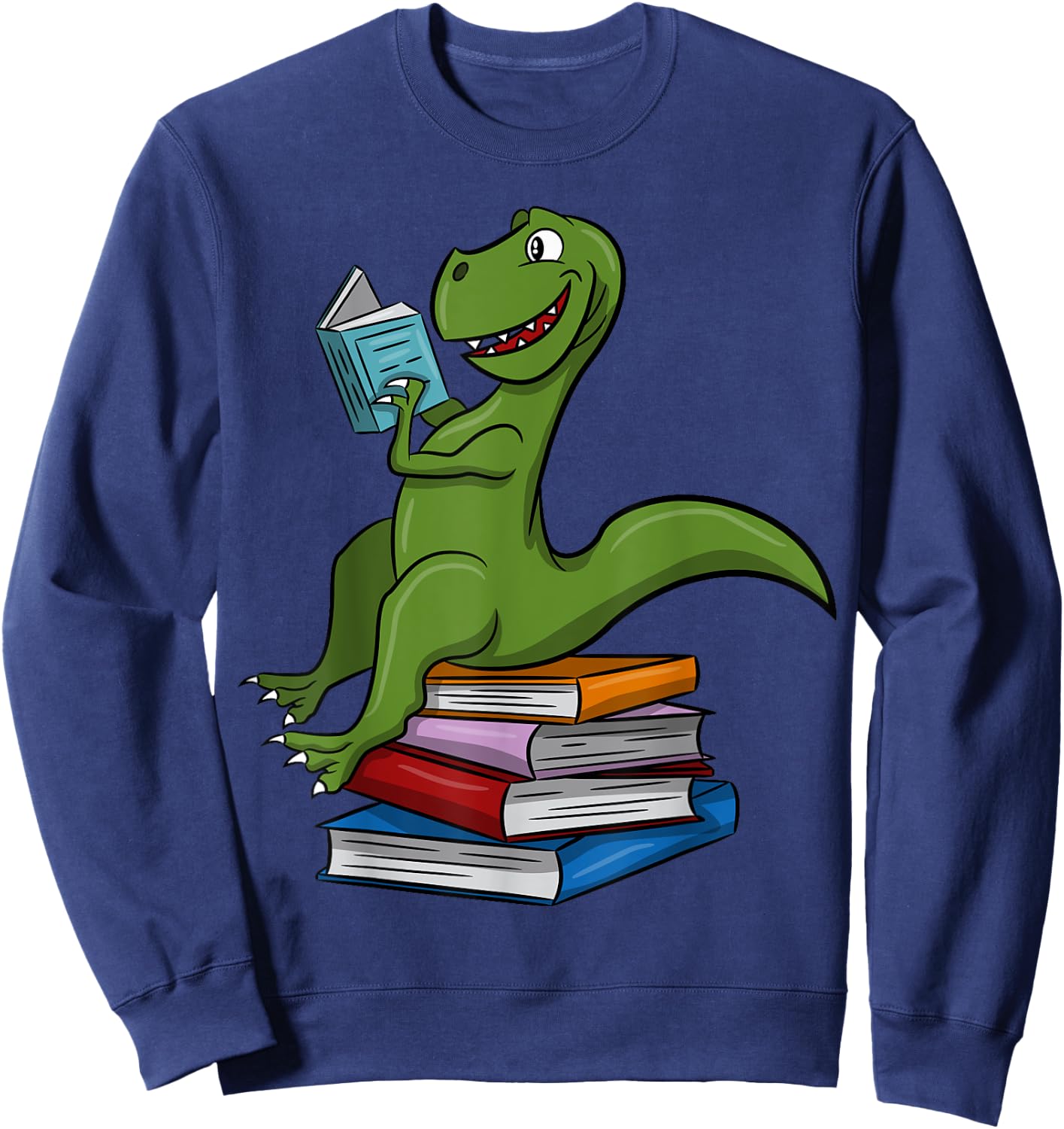 Reading Dinosaur T Rex Dinosaur Lover Dino Book Gift Sweatshirt - Sweatshirt | Navy
