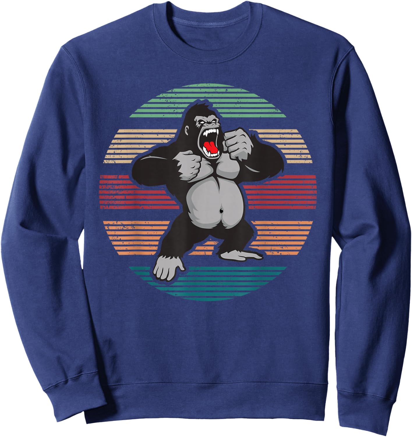 Gorillas Lover Gift Vintage Retro Gorilla Sweatshirt - Sweatshirt | Navy