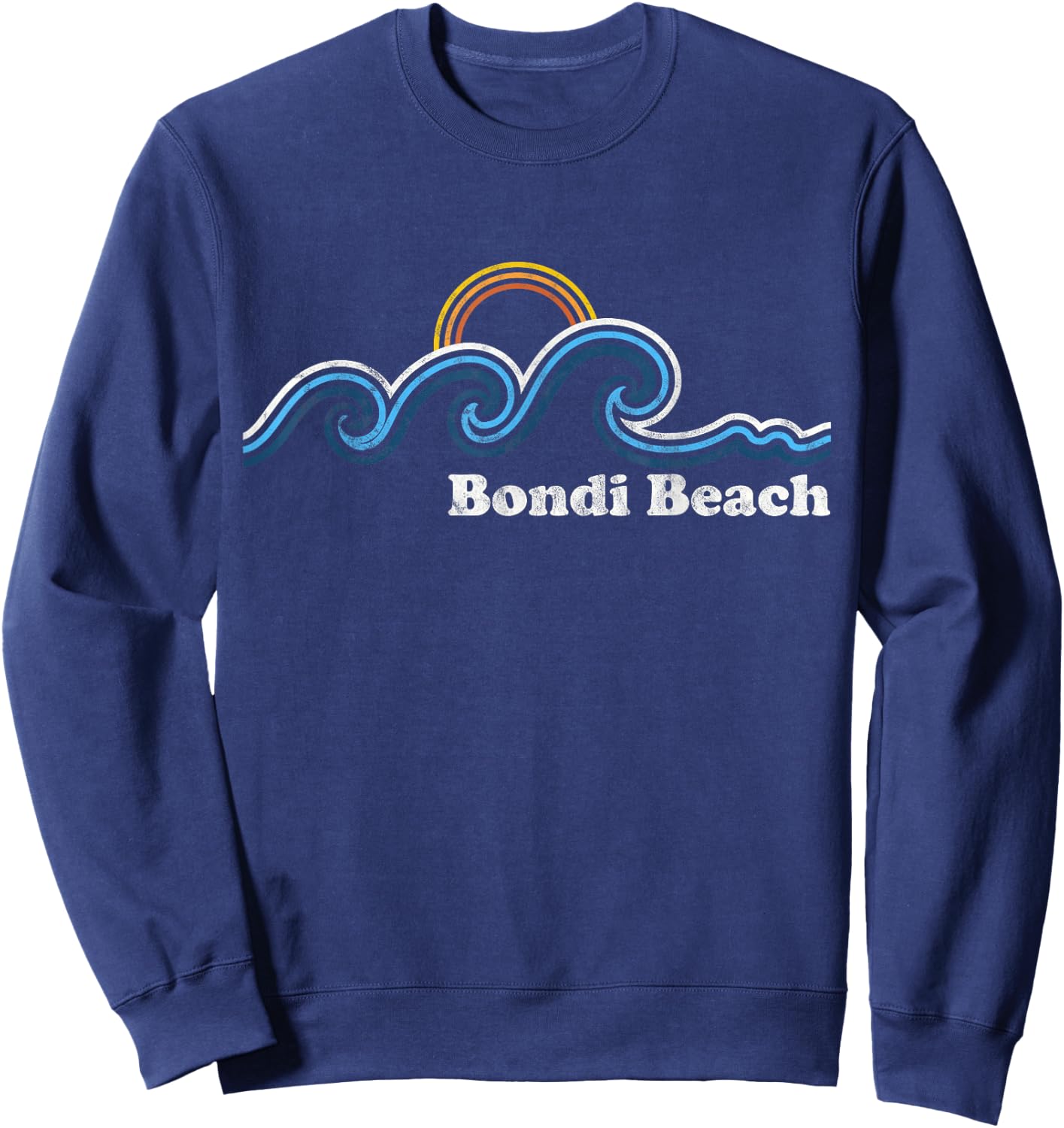 Bondi Beach Australia Sufing Waves Sunset Beach Vintage Men Women Sweatshirt - Sweatshirt | Navy