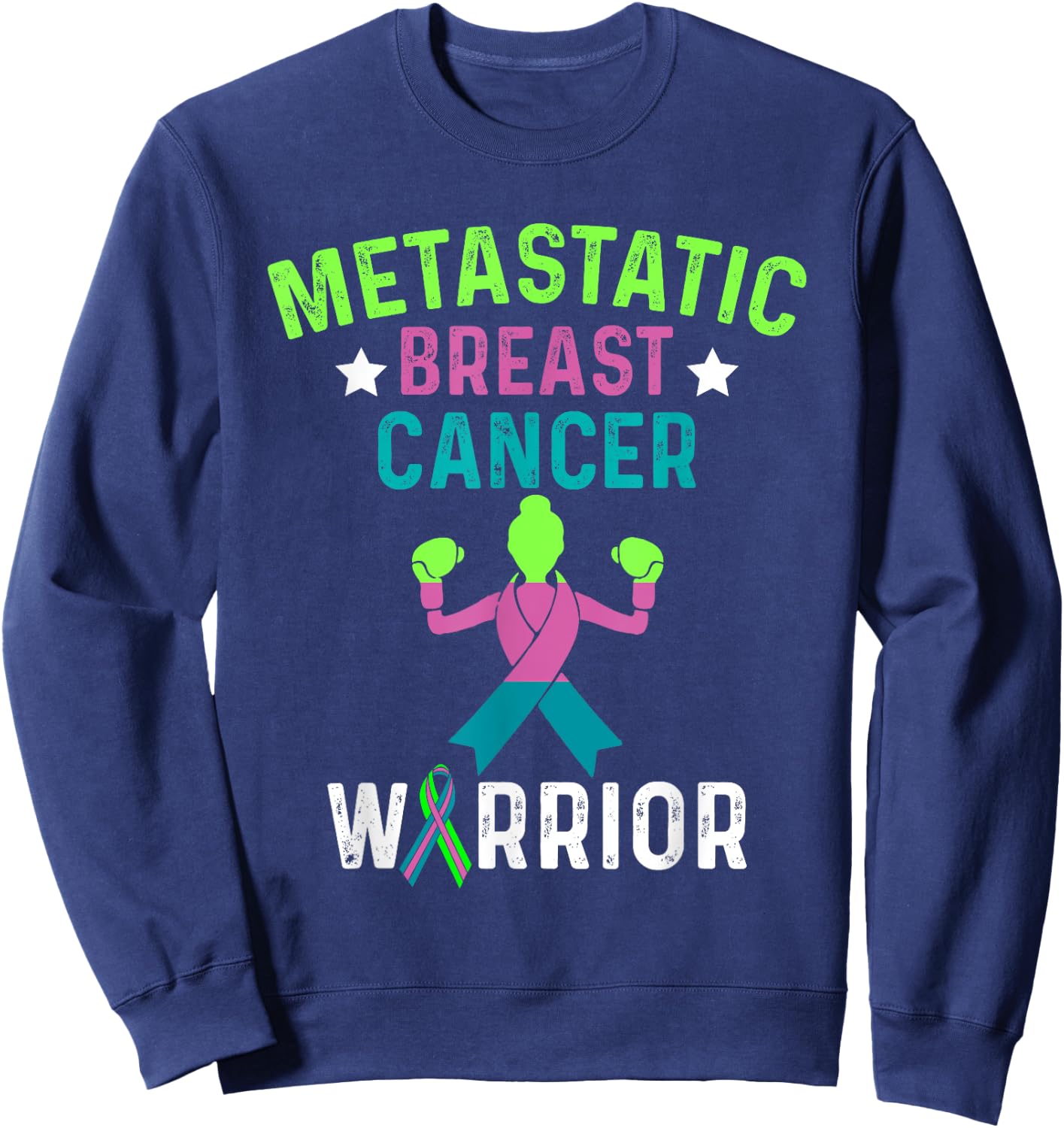 Metastatic Breast Cancer Awareness Tackling Warrior Sweatshirt - Sweatshirt | Navy
