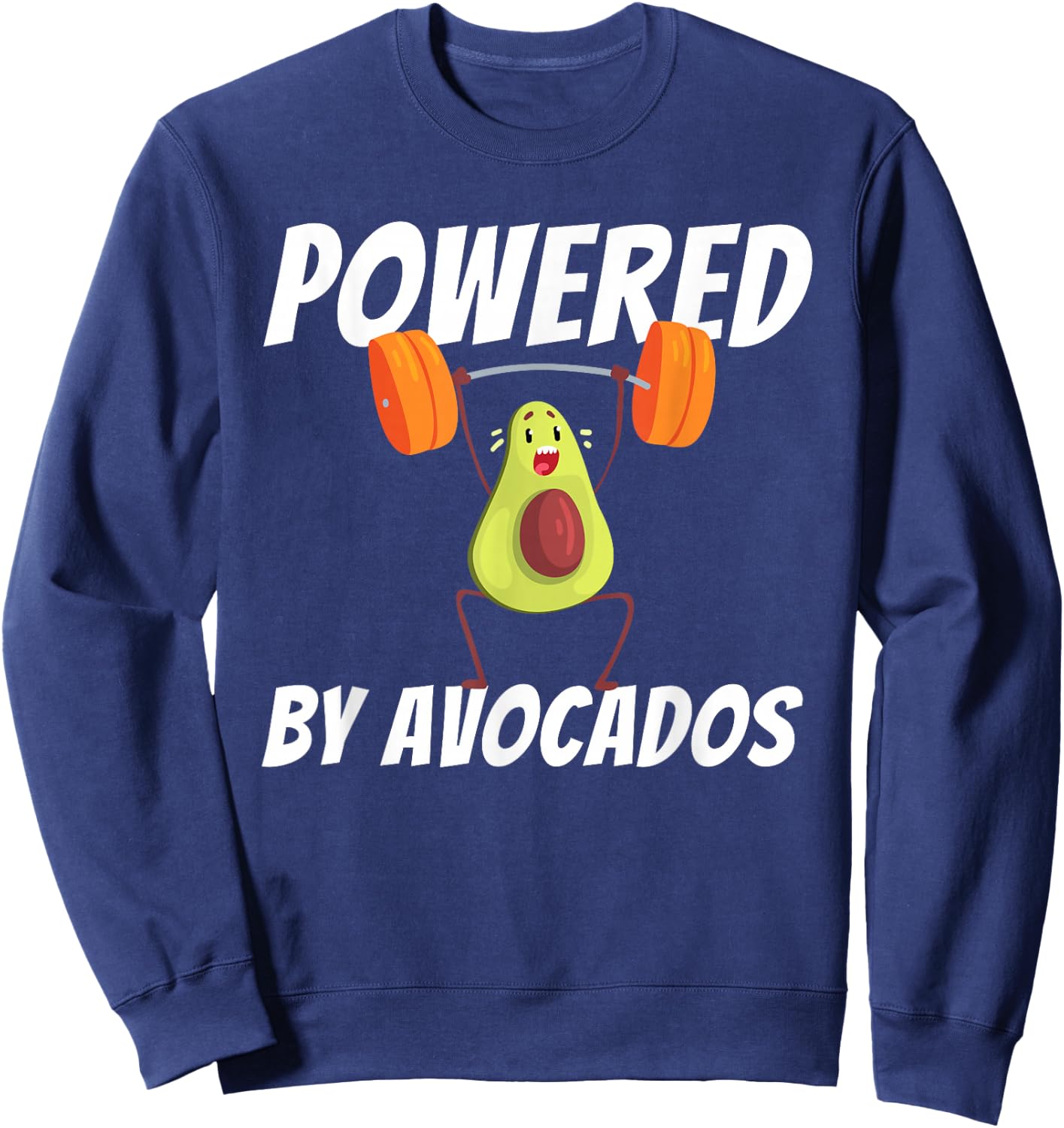 Powered By Avocados Barbell Gym - Avocado Lover & Guacamole Sweatshirt - Sweatshirt | Navy