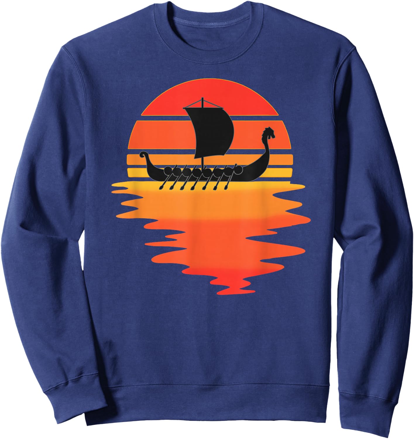 Retro Viking Ship - Cool Water Sunset Ancient Norse Sweatshirt - Sweatshirt | Navy