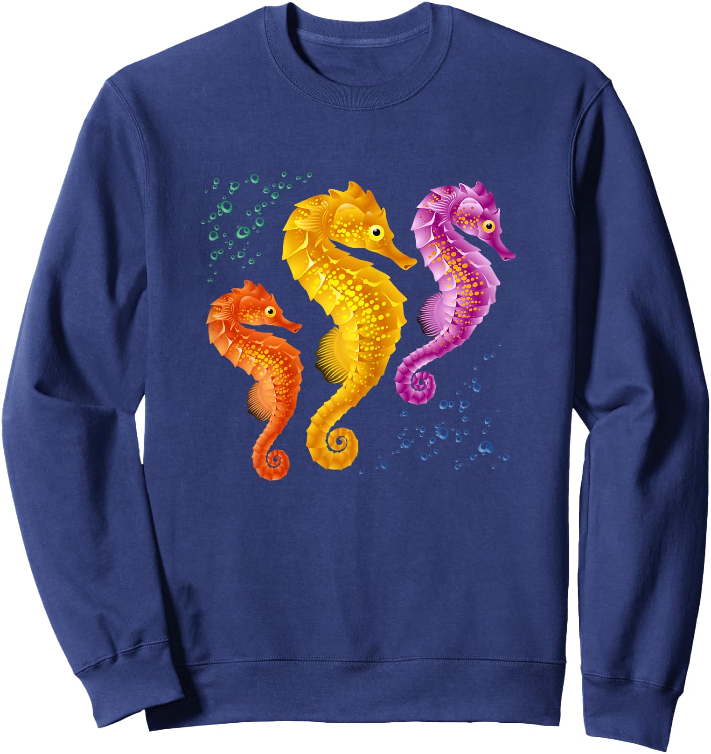 Girls Seahorse Retro Vintage Marine Fish Sweatshirt - Sweatshirt | Navy